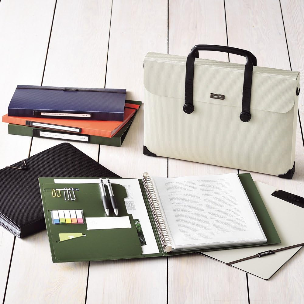 Lihit Lab N7520-11 File Clear Book, A4, 30 Holes, Interchangeable, 2 Type Pockets, Navy - Green image number 3