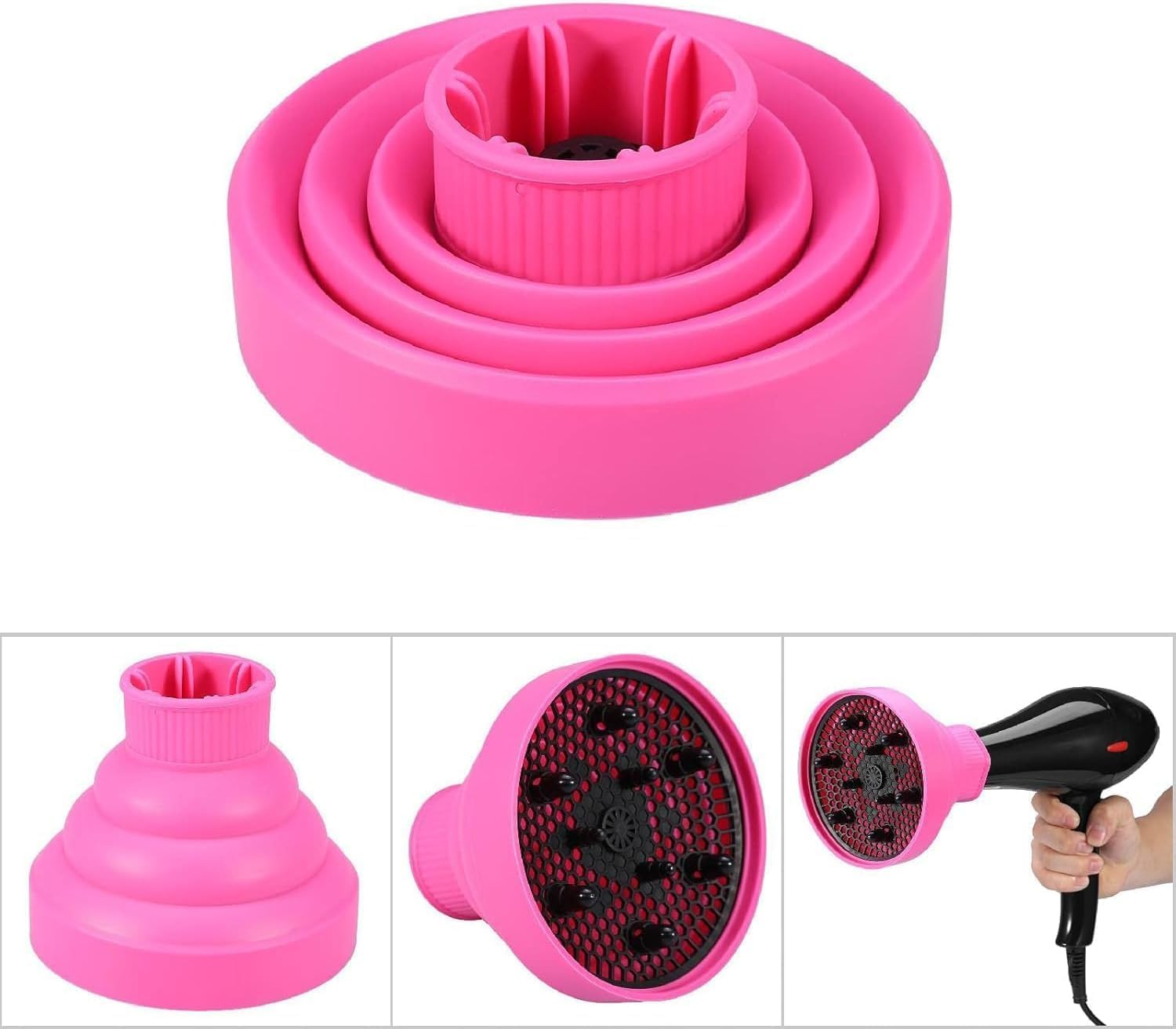 Universal Foldable Hair Diffuser Hair Dryer Adaptable for Impact Dryer with Nozzle 1.575-1.968 Inches (4-5 Cm) image number 4