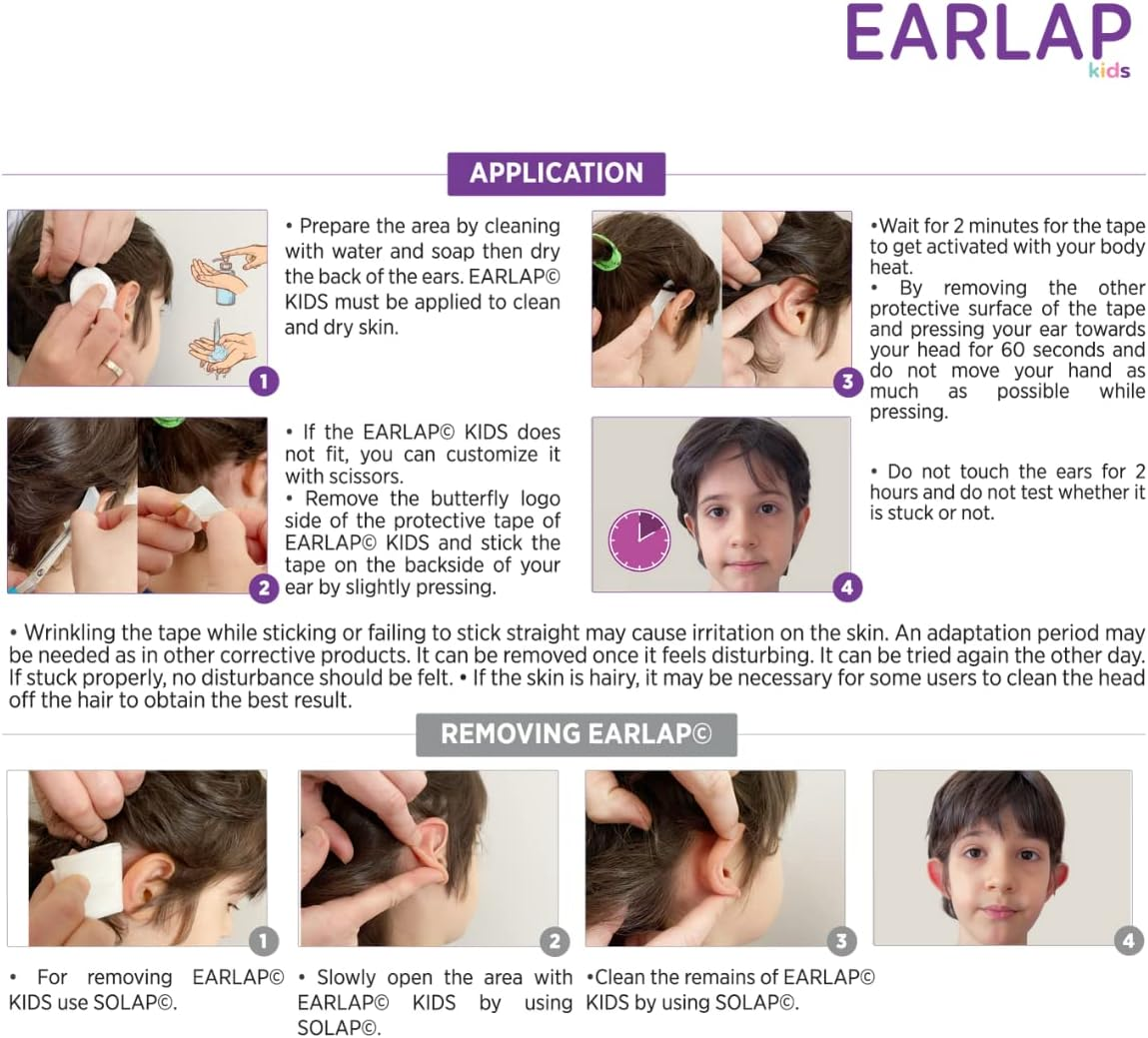 Beauty Tapes Kids Ear Corrector for Kids (12-72 Months), Protruding Ear Sticker, Protruding Ear Pinning without Surgery, Permanent Corrective Effect, Contains 20 Kids Corrector, 10 Solaps image number 6