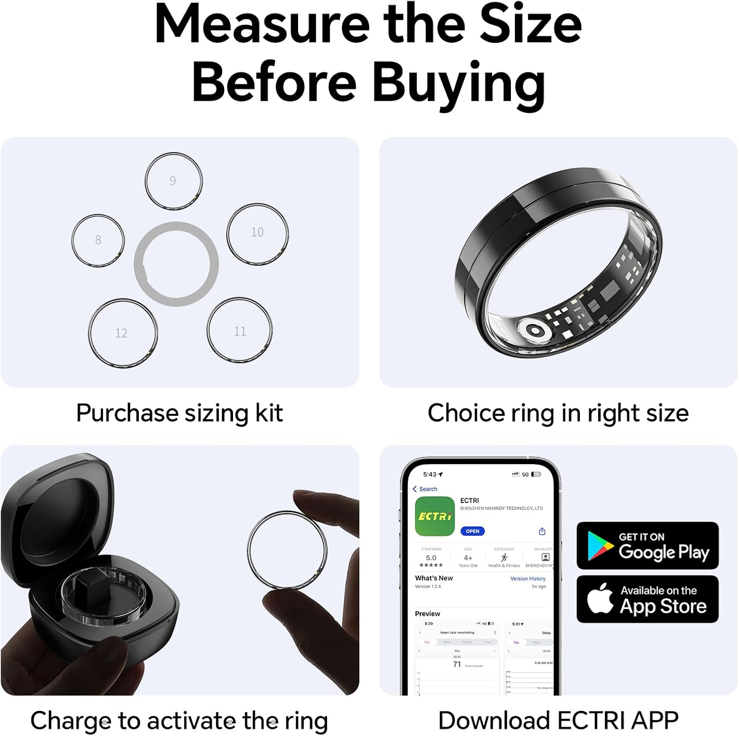 2025 New Ultra-Thin Smart Ring, 24/7 Automatically Tracks Heart Rate, Blood Oxygen, Sleep, Body Temperature, Health Tracker for Men and Women, No Subscription Fee, Android & Ios (Silver Size 12) image number 3