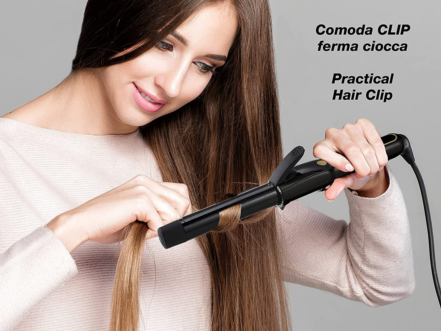 BEPER P301PIS001 Curling Iron Ceramic Coating 35 W Diameter 25 Mm Curling Iron Max. Temperature 180 &deg;C Rotating Cord Cold Tip Black Peque&ntilde;o