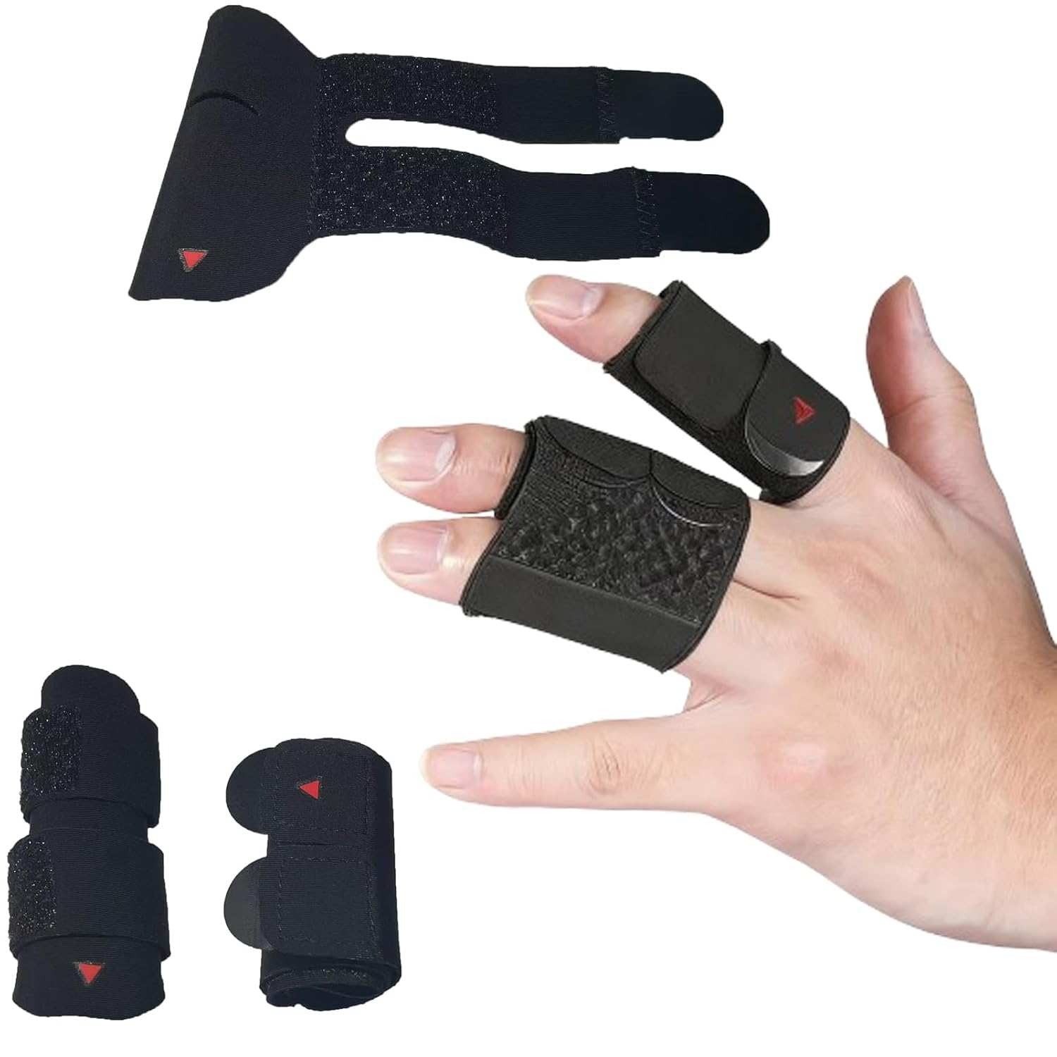 2Pcs Finger Splint, Adjustable Finger Splints(No Metal Support), Thumb Brace Protector Relieve Pain for Arthritis, Reusable Finger Tapes for Basketball, Tennis, Baseball, Volleyball, Single and Double Finger - M