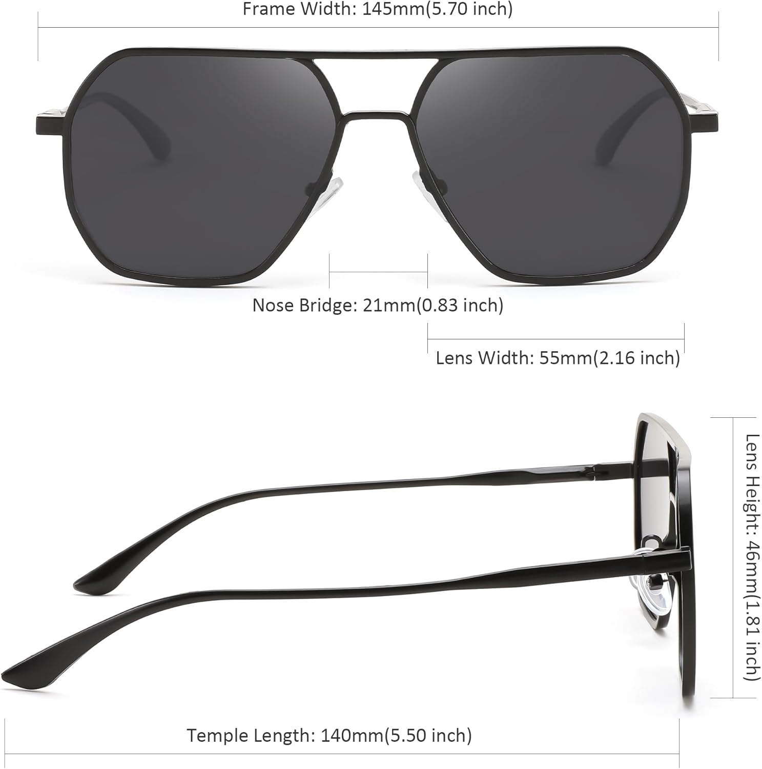 Yujian Retro Polarized Aviator Sunglasses for Men Women Metal Frame Sun Glasses Classic Vintage Shades UV400 Protection image number 2