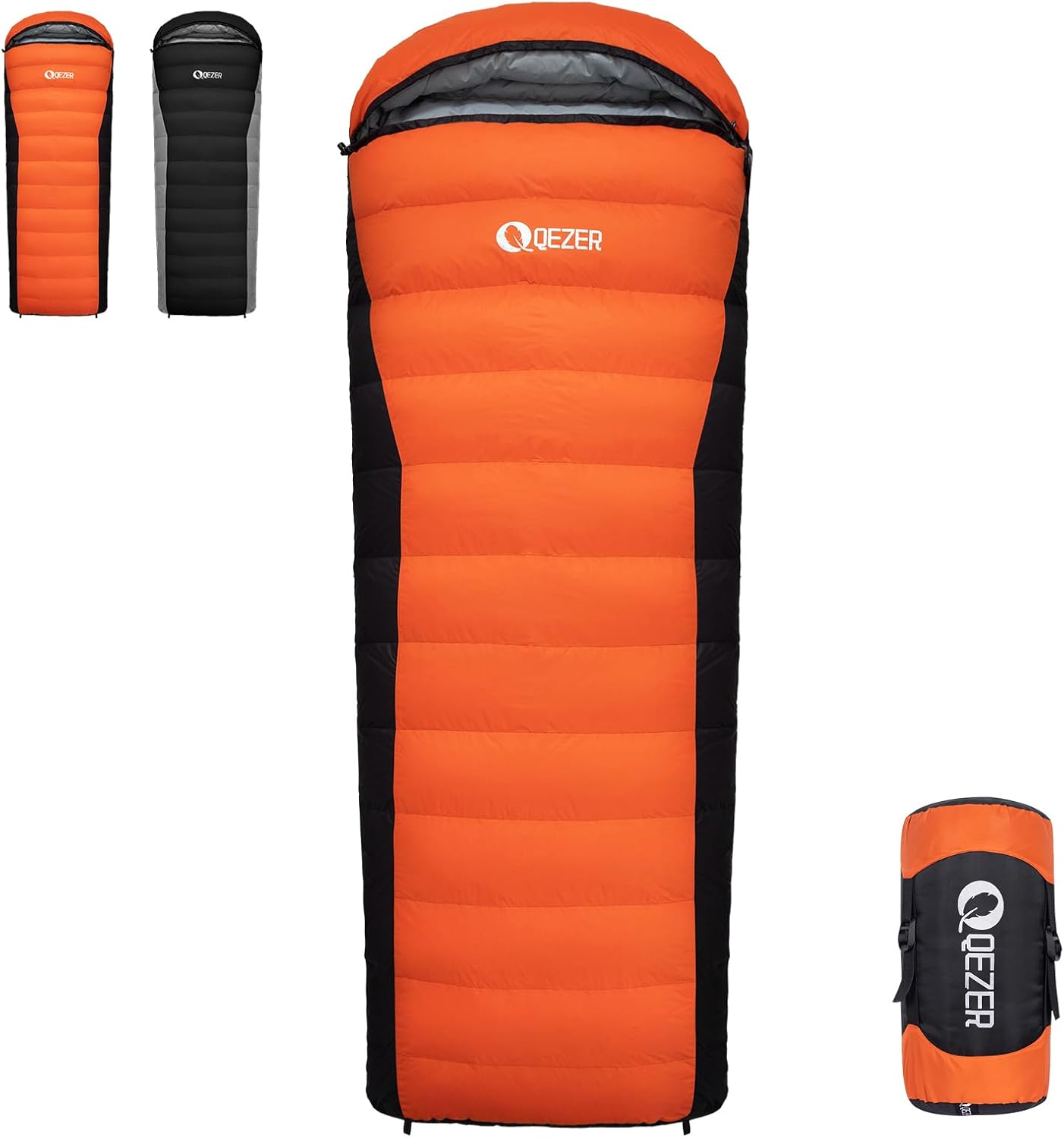QEZER down Sleeping Bag Ultralight 225 X 80Cm [1440G],Camping Sleeping Bags for Adults and Kids,Suitable for 3-4 Season Camping, Hiking, Backpacking and Outdoor Climbing(800G)