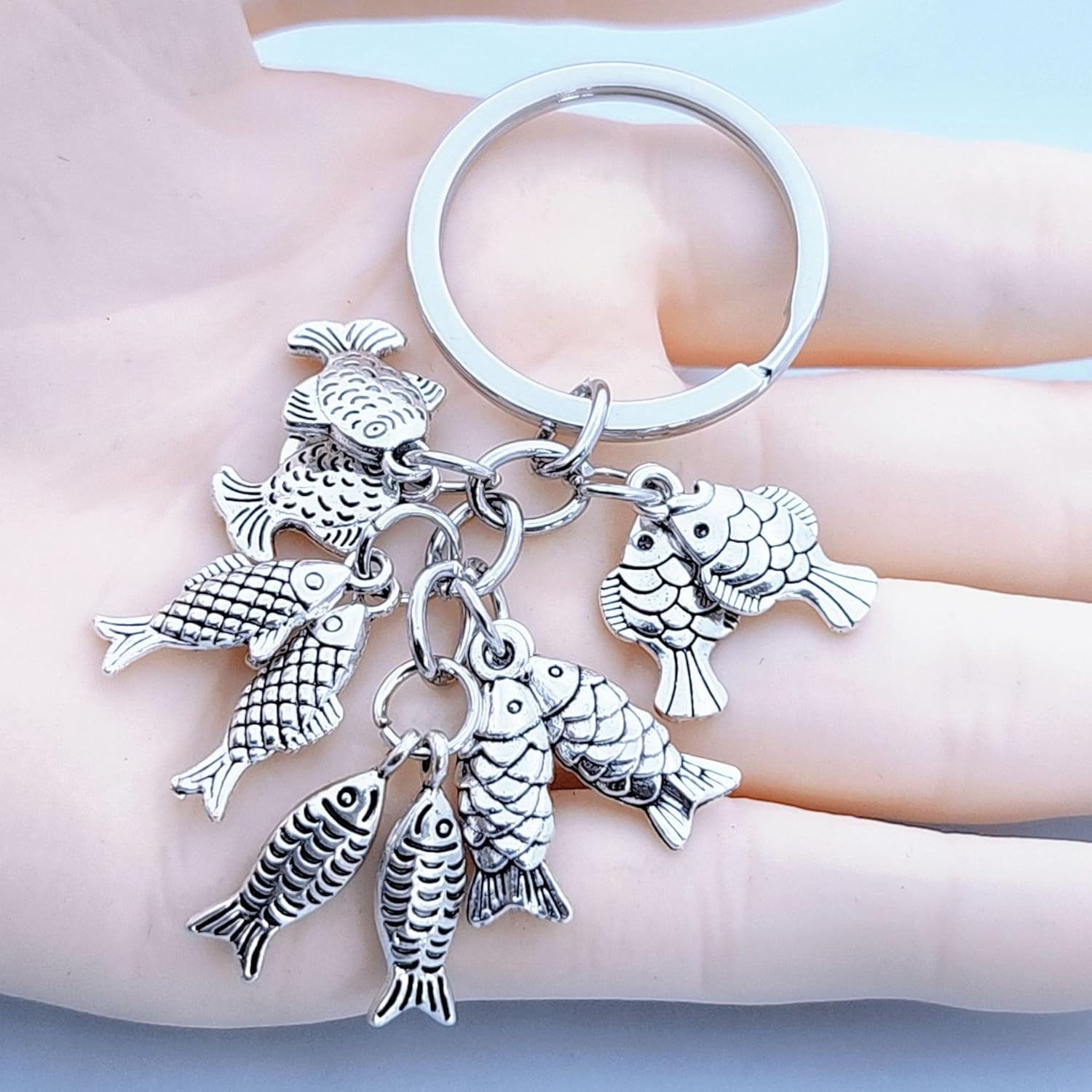 Amaezorx 2 Pcs Vintage Fish Keychain - Unique Fishing Gifts for Men, Husband, Dad & Grandpa - Funny Fisherman Keyring for Birthday, Retirement, Father&rsquo;S Day - Perfect Present image number 1