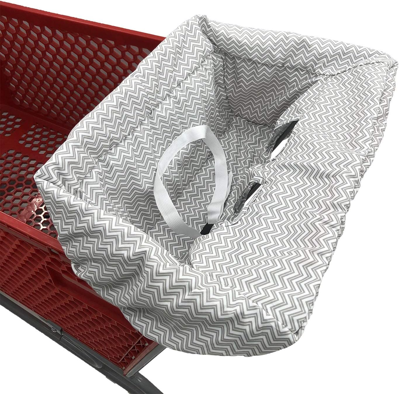 Portable Shopping Cart Cover | High Chair and Grocery Cart Covers for Babies, Kids, Infants & Toddlers ✮ Includes Free Carry Bag ✮ (Simple Gray Chevron)