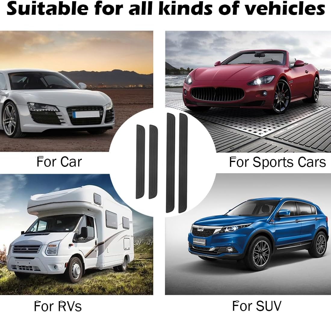 4 Pcs Car Door Sill Scuff Plate Cover,Universal Car Door Threshold Protection,Pvc Soft Rubber Front/Rear Door Sill Scuff Plate Guard,Welcome Pedal Protector Cover (Black) image number 2