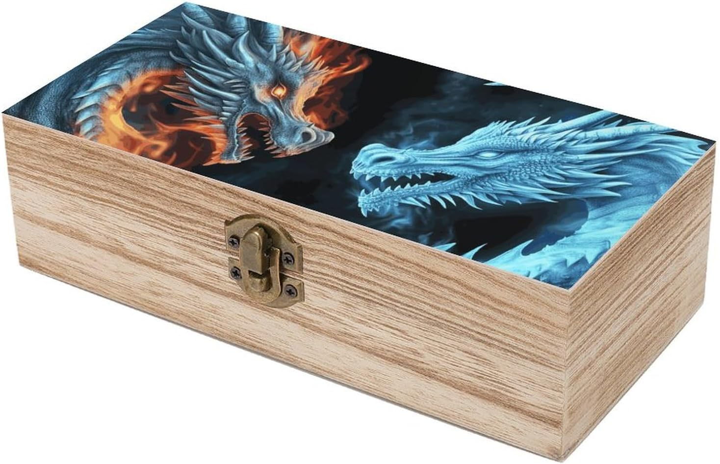 Ice and Fire Dragons Wooden Box Wood Wedding Keepsake Boxes with Lids Small Decorative Boxes Lightweight Wooden Memory Storage Box for Crafts Keepsakes Jewelry Photo Letter Storage image number 4