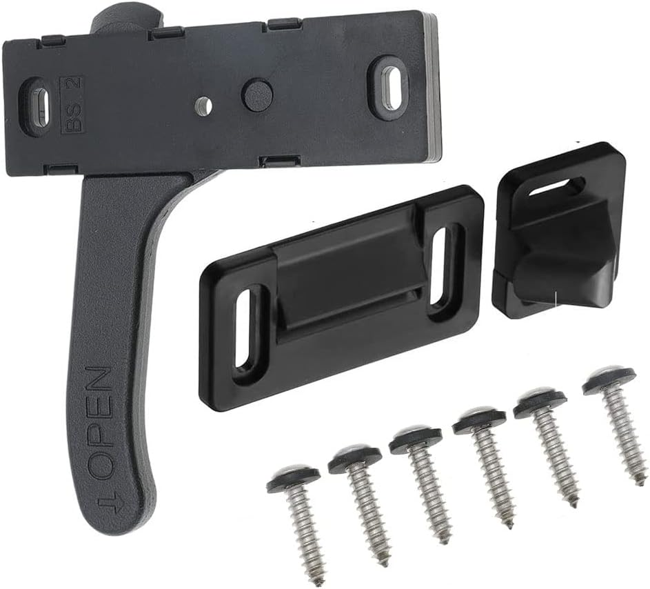 Baceyong Front Door Lock Zinc Alloy Right Handle Set for Motorhome Travel Trailer Caravan Screen Lock Replacement Parts Black image number 2