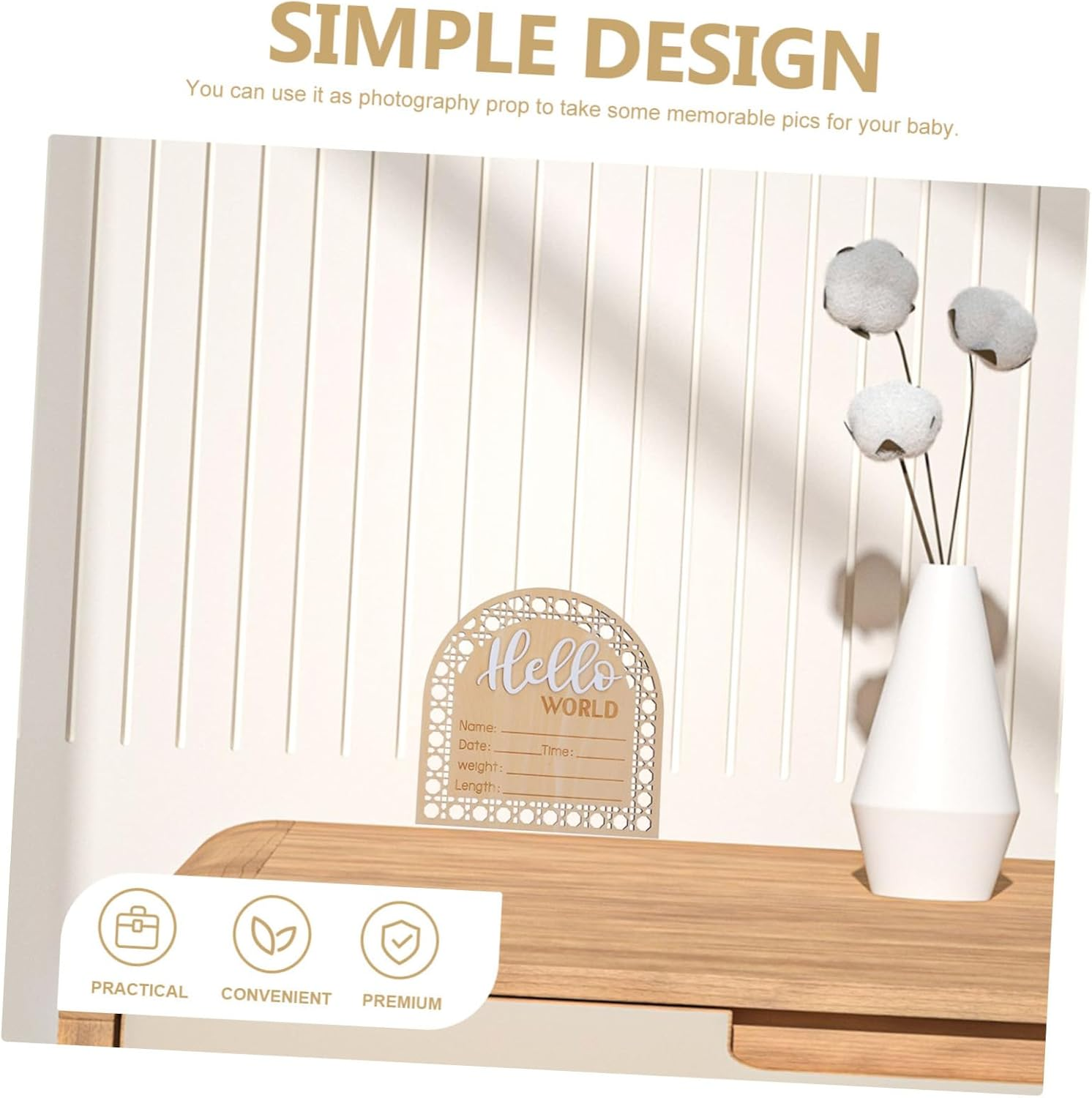 Baby Name Announcement Sign Newborn Birth Name Sign for Hospital Nursery Wooden Infant Announcement Board Set of 2 for Baby Room image number 6