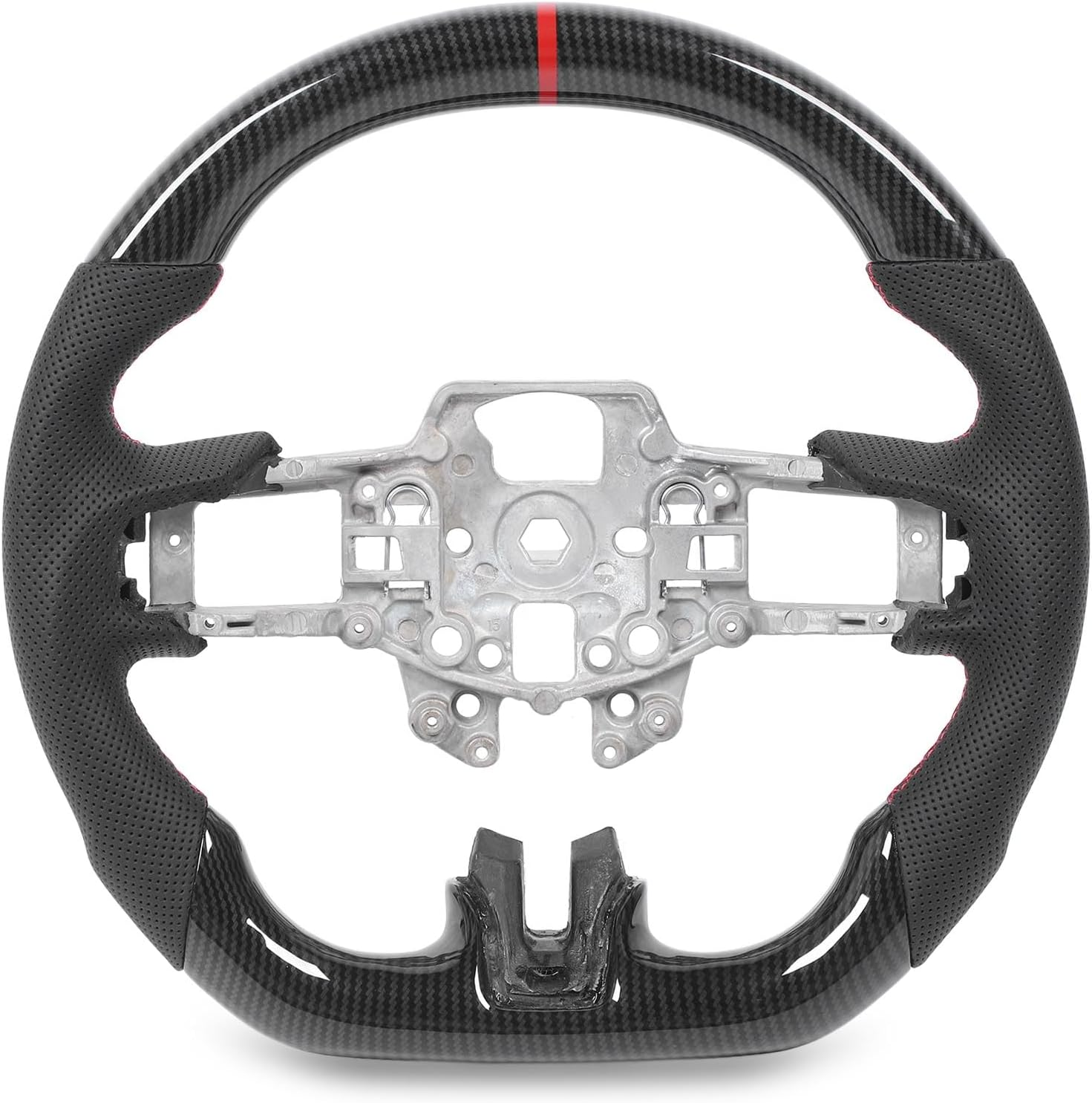 Carbon Fiber Steering Wheel for Mustang V6 Ecoboost GT Shelby 2015-2017, Ergonomic anti Slip Grip, ABS Material, Universal Steering Wheel image number 4