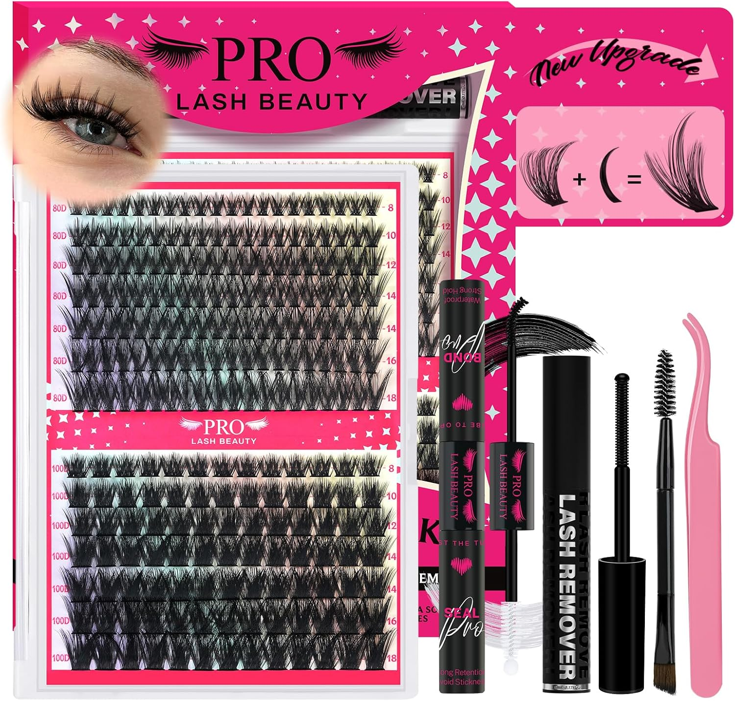 PROLASHBEAUTY Spiky Lash Clusters Manga Lash Clusters Kit C-Curl 80D 100D(C-80D+100D, 8-18Mix) image number 4