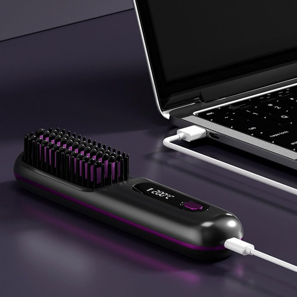 Cordless Straightener Compact Portable Straightening Hot Comb Straightening Easy to Straightener Styling Anywhere Comb, Black image number 4