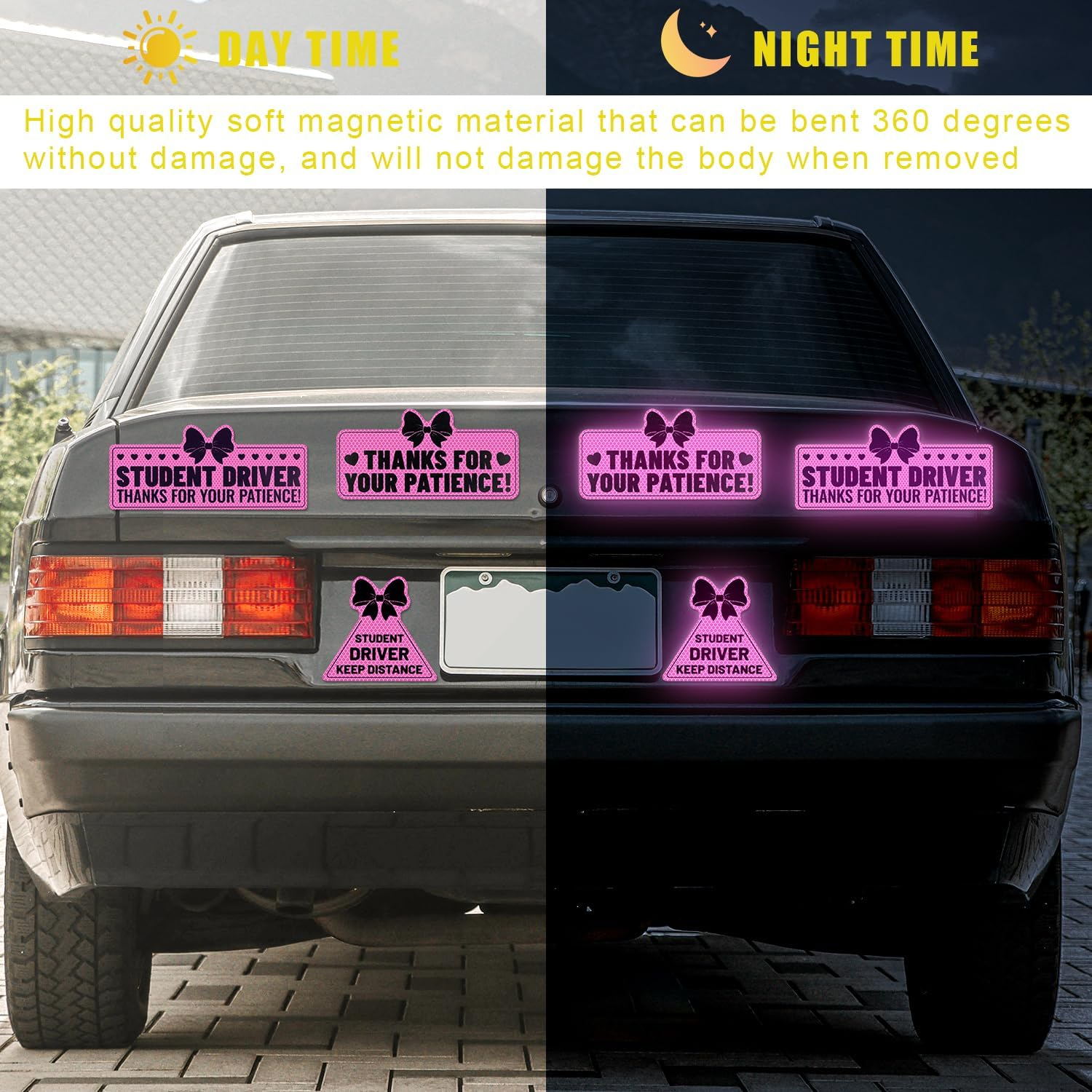 3Pcs Magnet Student Driver Signs, Thanks for Your Patience Student Driver Sign Student Driver Sticker for New Student Drivers image number 4