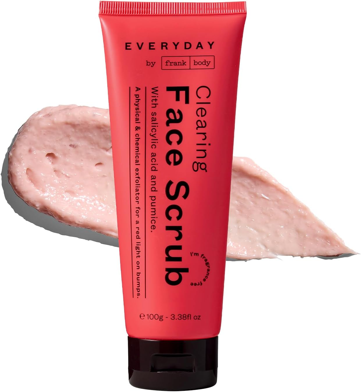 Everyday by Frank Body Clearing Face Scrub | with Pumice and Salicylic Acid to Exfoliate, Clear and Target Blemishes and Breakouts | Fragrance Free | Vegan and Cruelty Free | 100Ml
