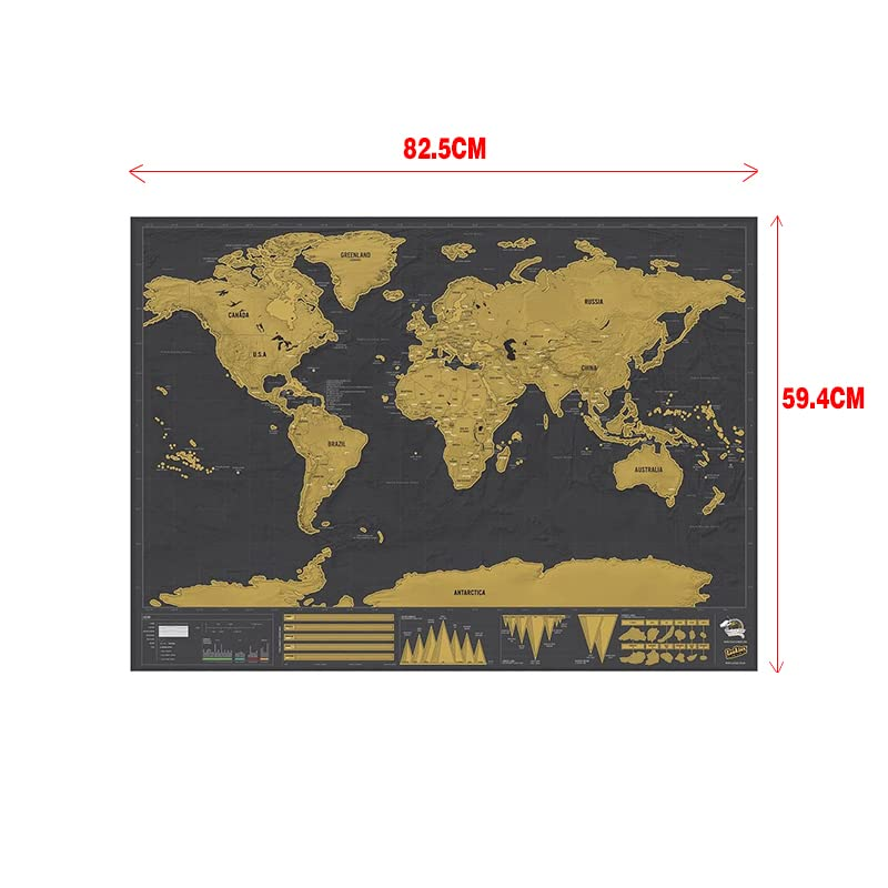 Deluxe Scratch off World Map Interactive Large Poster Atlas Travel Decor Gift&ndash; Detailed Atlas Design for Travelers Complete with Flags & Detailed Geography image number 2
