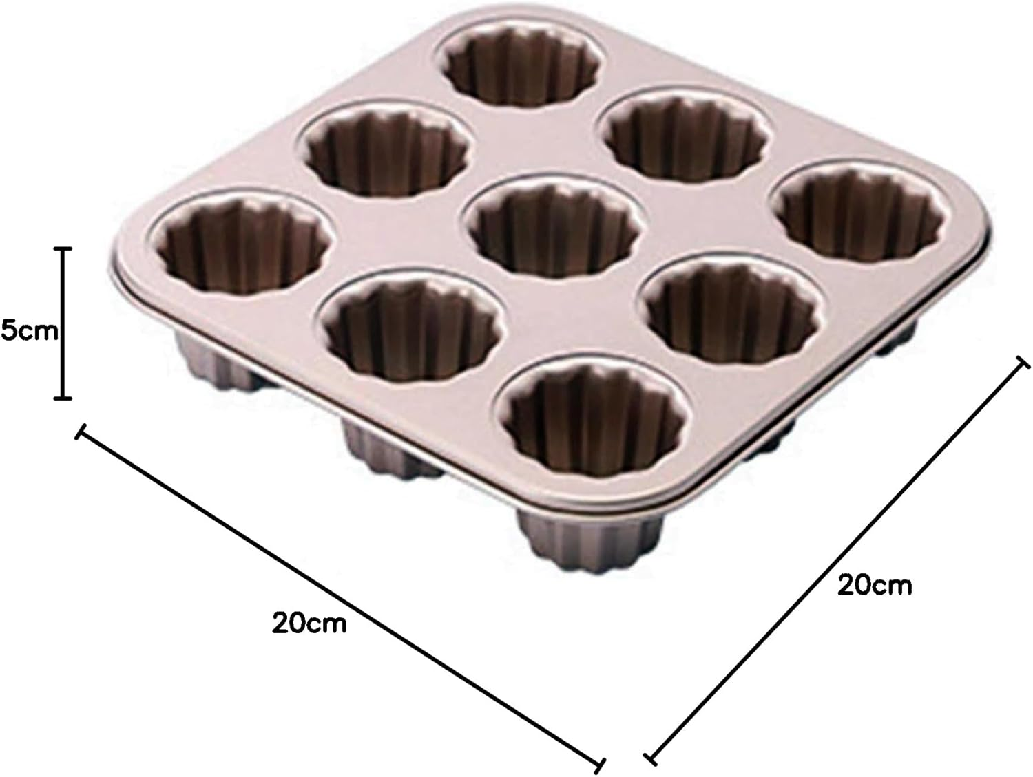 Cannele Baking Mould Carbon Steel Non-Stick Canneles Pan Golden image number 3