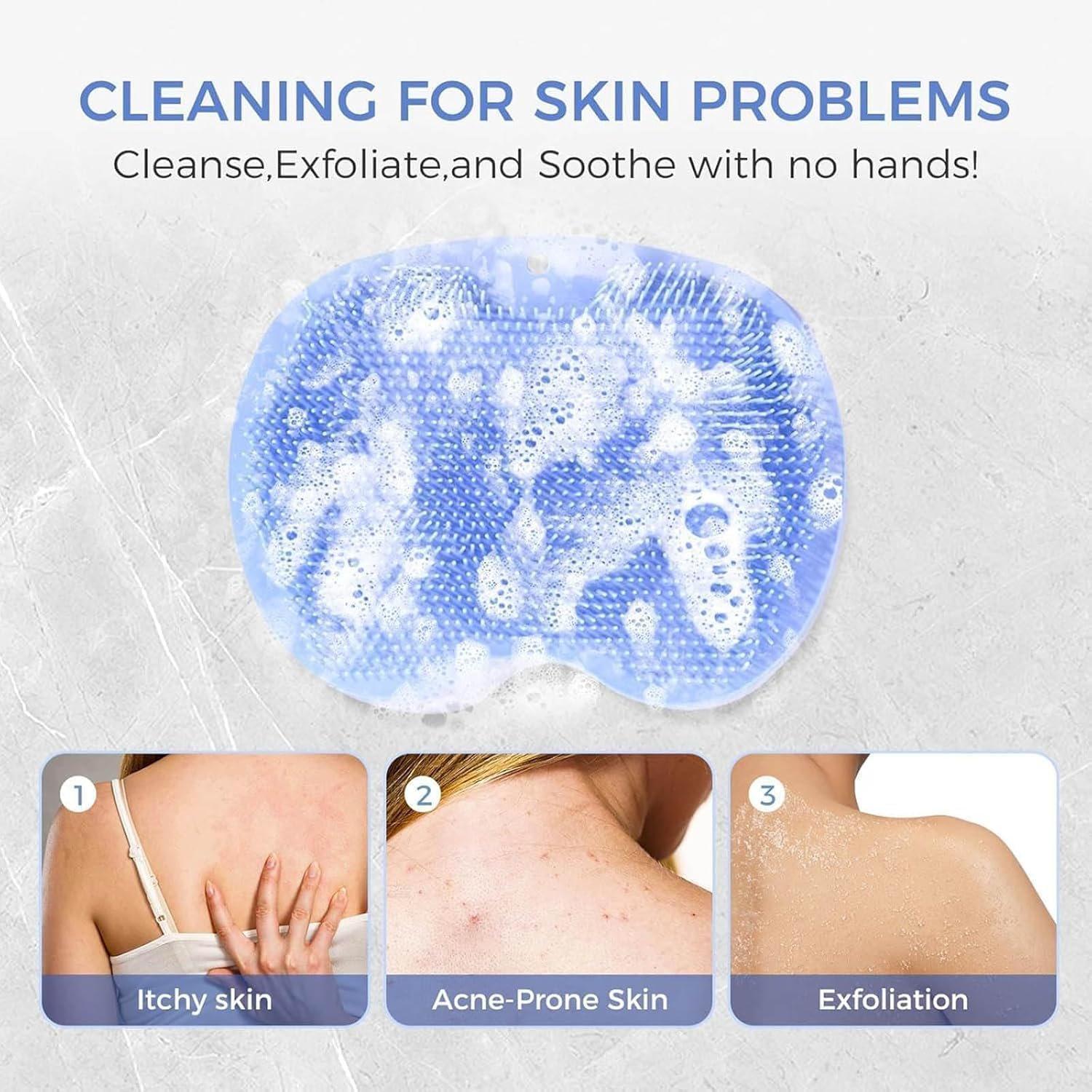 Solespa Hands-Free Silicone Foot Scrubber Mat, Shopellox Foot Scrubber, Foots Washer for Shower with Suction Cup Mount, for Cleaning Exfoliation Foot-Spa without Bending (B) - C image number 3