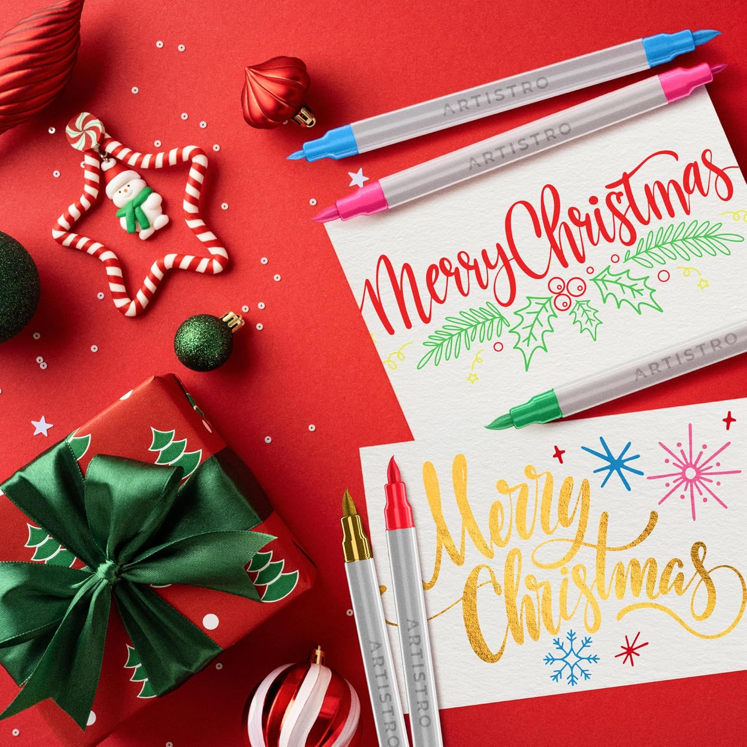 ARTISTRO 120 Dual Tip Acrylic Paint Markers - Easy for All Ages & Levels Acrylic Paint Pens for Fabric, Rocks, Paper, Wood, Canvas, Glass, DIY (Dual Tip Brush + Fine, 120) image number 4