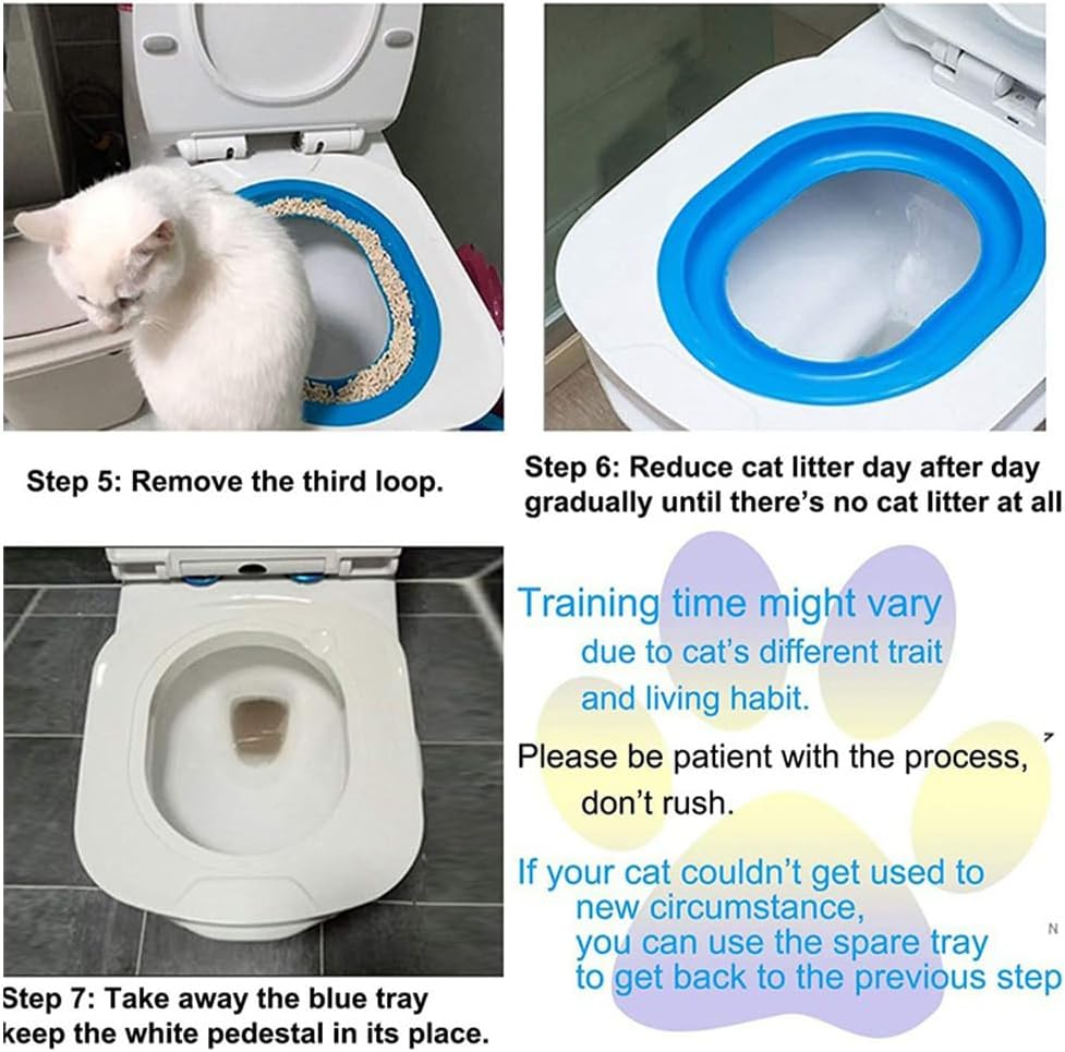 Cat Toilet Training Kit,Reusable Cat Toilet Trainer Urinal Removable Pet Toilet Training System,Professional Kitty Toilet Trainer Urinal Seat with Extra Tray,Teach Cat to Use Toilet image number 6