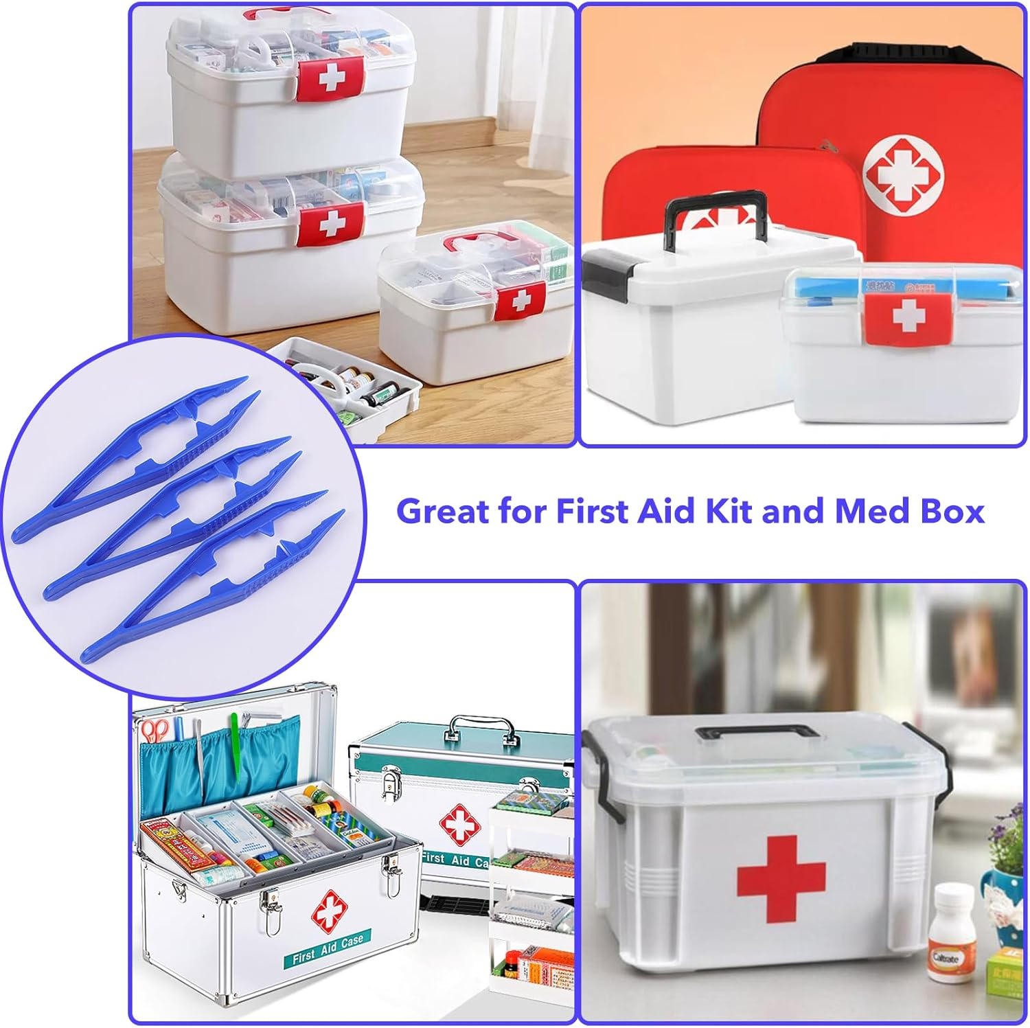 Haikole Plastic Tweezers, 5Pcs Plastic Tweezer for Kids,Craft Tweezer for DIY Craft Jewelry Making Family School Beading Project,Assorted Colors Tweezers for Crafts (5) image number 1