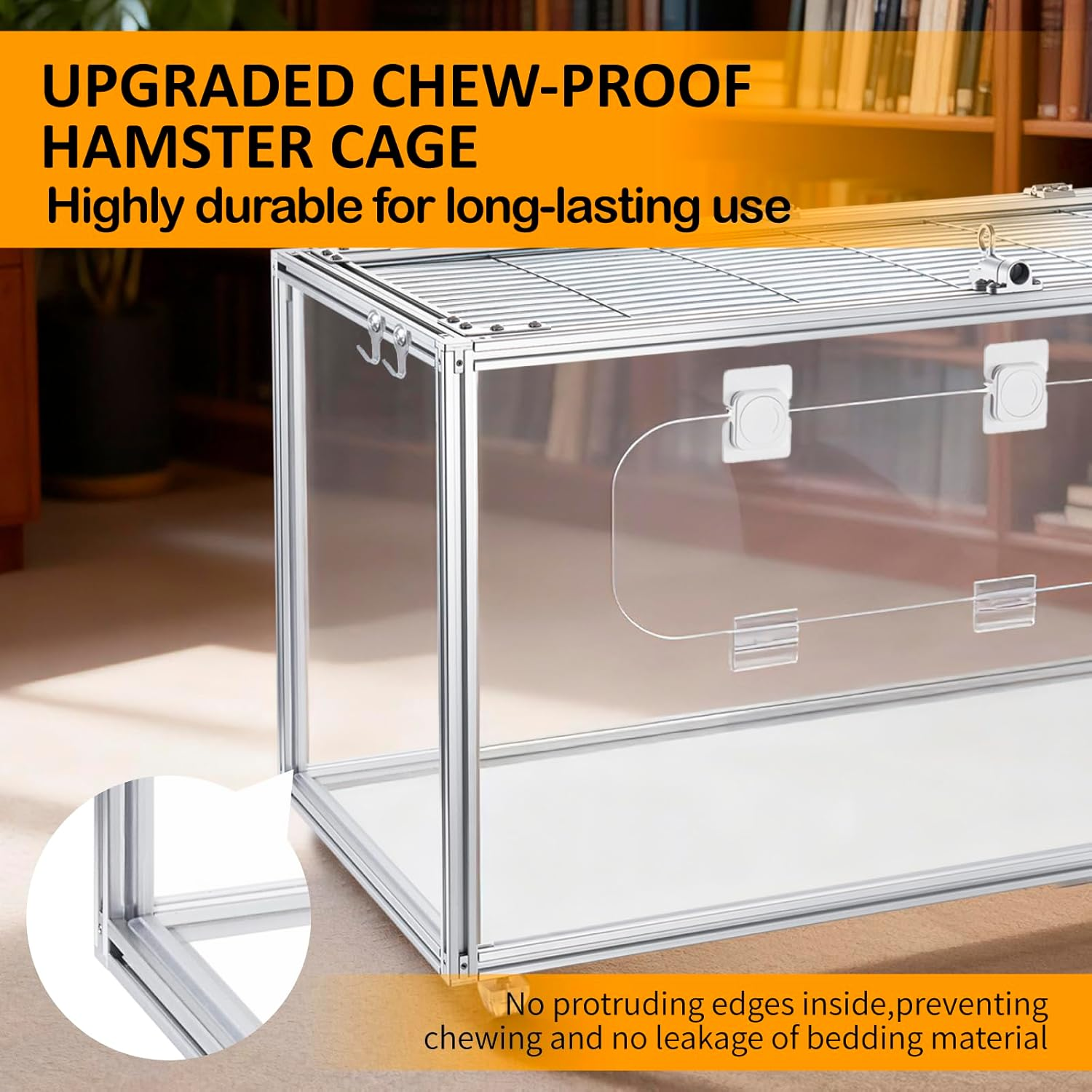 Chewproof T Slot 2020 Aluminum Profile Hamster Cage,360&deg; Transparent Ventilated Small Animal Cage,Standard Aluminum Profiles for Diy,Hamster Habitat for Guinea Pigs,Rats,Small Animals image number 6