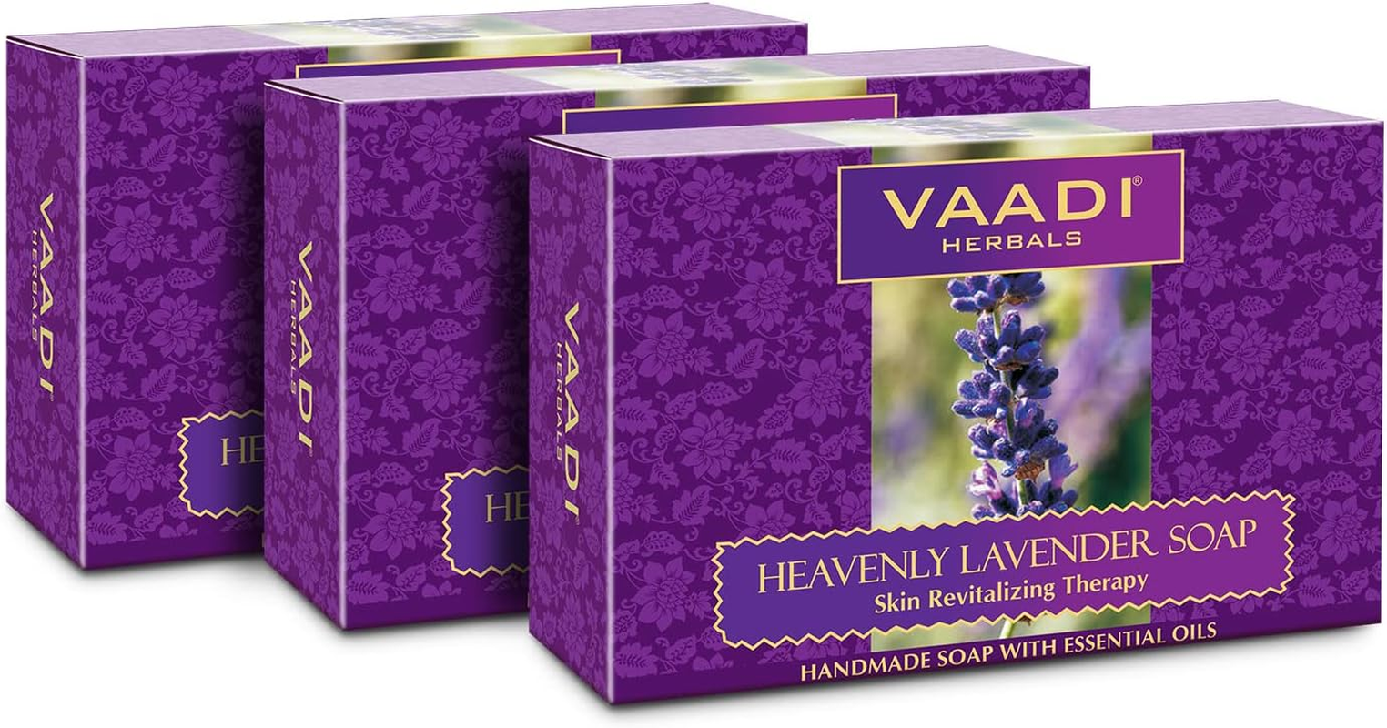 Vaadi Herbals Value Pack of 3 Heavenly Lavender Soap with Rosemary Extract, 3 X 75G image number 2