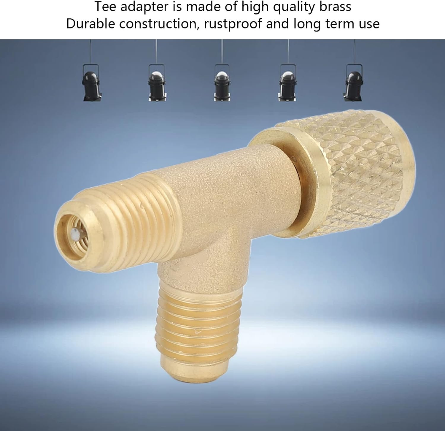 Quick Coupler Tee Adapter with Valve Brass /4In SAE Sturdy Structure for R22 R12 R134 - High Compatibility for HVAC Applications image number 1