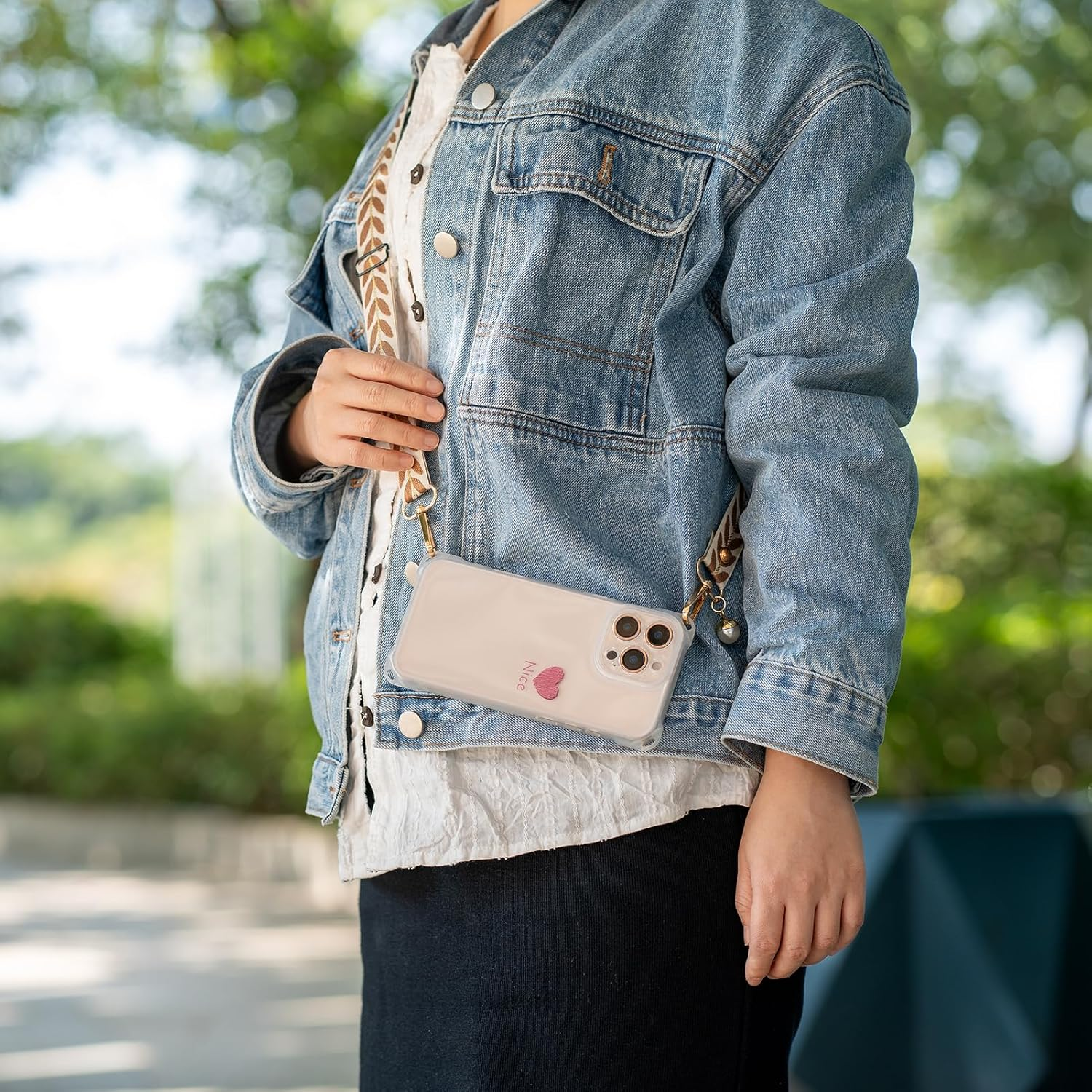 CHUQING Universal Phone Lanyard Phone Strap Adjustable Nylon Neck Lanyard Pale Olive Green image number 4