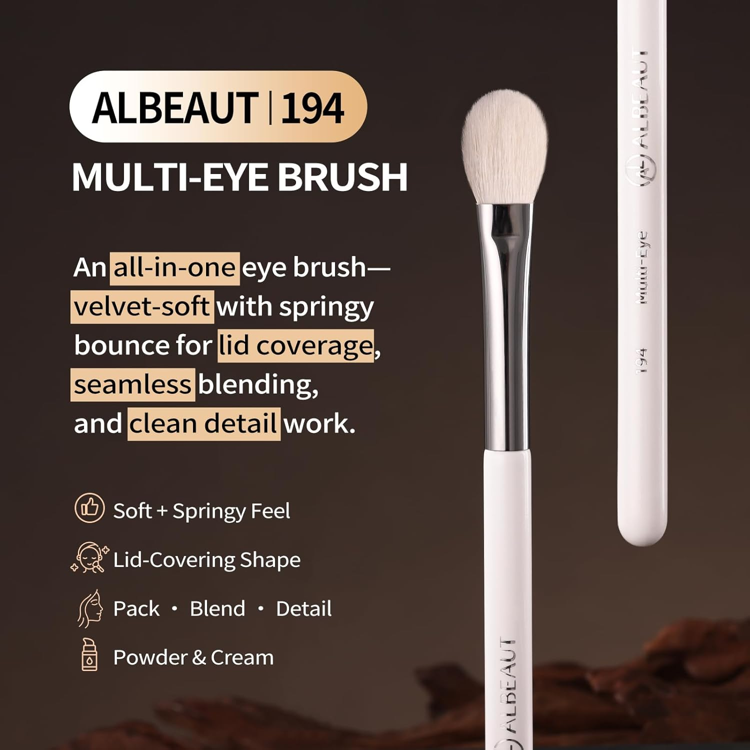Albeaut Eyeshadow Brush, Eye Makeup Brush Even Eyeshadow Applicators with Soft Wool Bristles image number 2