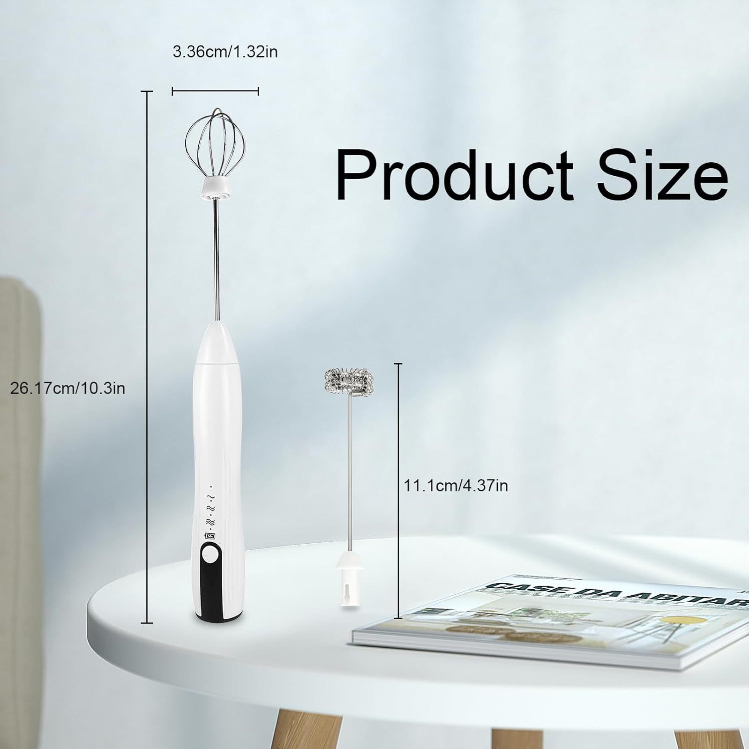 Powerful Handheld Milk Frother, Rechargeable Milk Frother Handheld Foam Maker with Stainless Whisk for Cappuccino, Latte, Bulletproof Coffee, Keto Diet, Protein Powder, Matcha