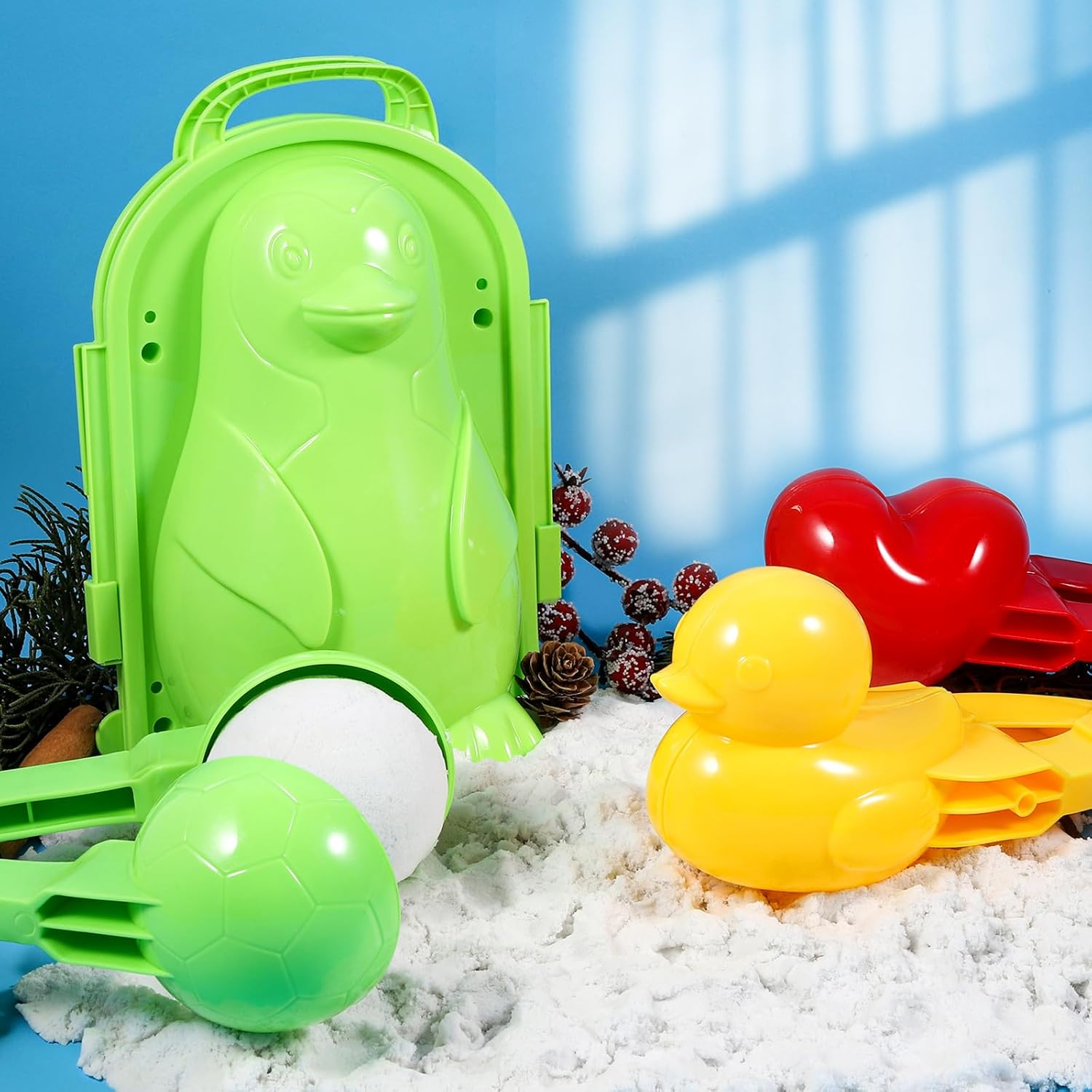 JOLLYFUN 25Pcs Snowball Makers Kit for Kids, Winter Snow Toys with Duck & Penguin Molds, Foldable Sled, Snow Brick Maker & Carry Bag, Outdoor Snow Sand Castle Building Toys for Toddlers & Children image number 5