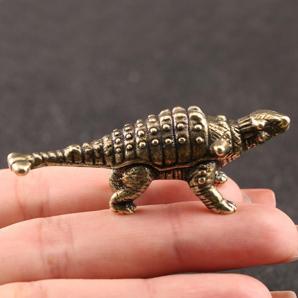 Angoily Brass Dinosaur Ornament Decor Brass Figurine Brass Dinosaur Statue Brass Ornaments Brass Dinosaur Figure Brass Paperweight Chinese Ornaments Antique Copper Ornaments image number 6