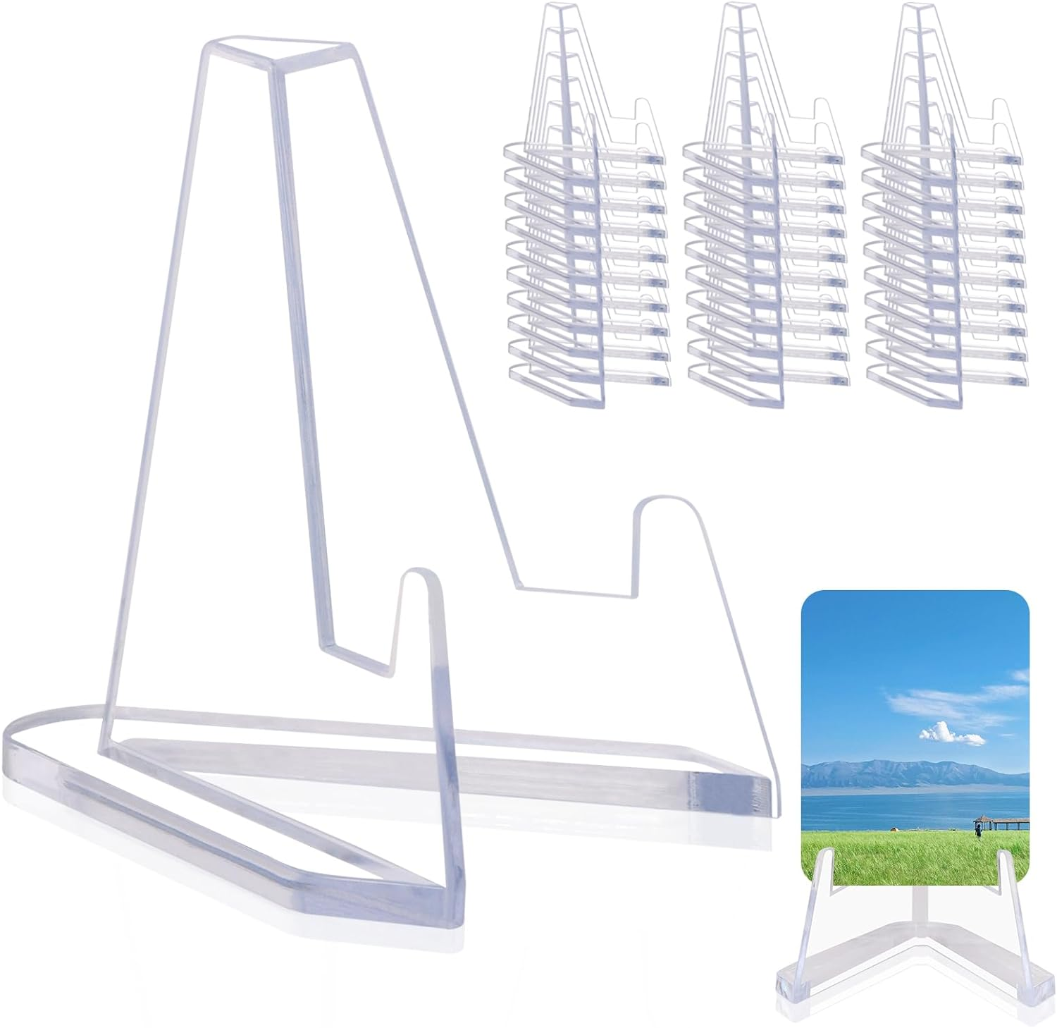 30 Packs Card Display Stand, Sturdy and Stable, Premium Acrylic Sports Card Holder, Versatile Use, Clear Mini Easel Stand, for Challenge Coins PSA Graded Baseball Trading Cards(2.2 Inch) (30Packs) image number 4