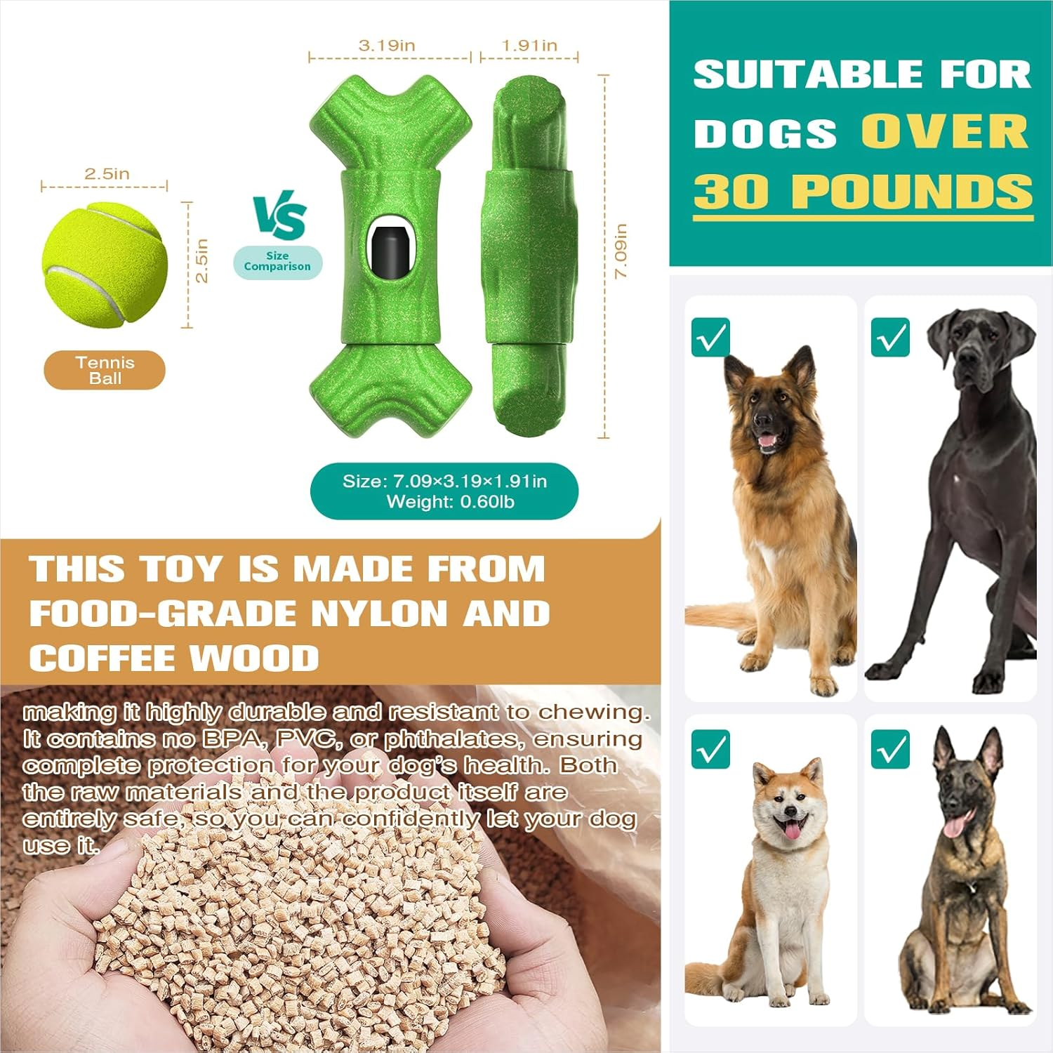 KADTC 2 in 1 - Extra-Large Size Durable Dog Bully Stick Holder and Indestructible Chew Toy for Medium/Large Aggressive Chewers Breed Dogs image number 4