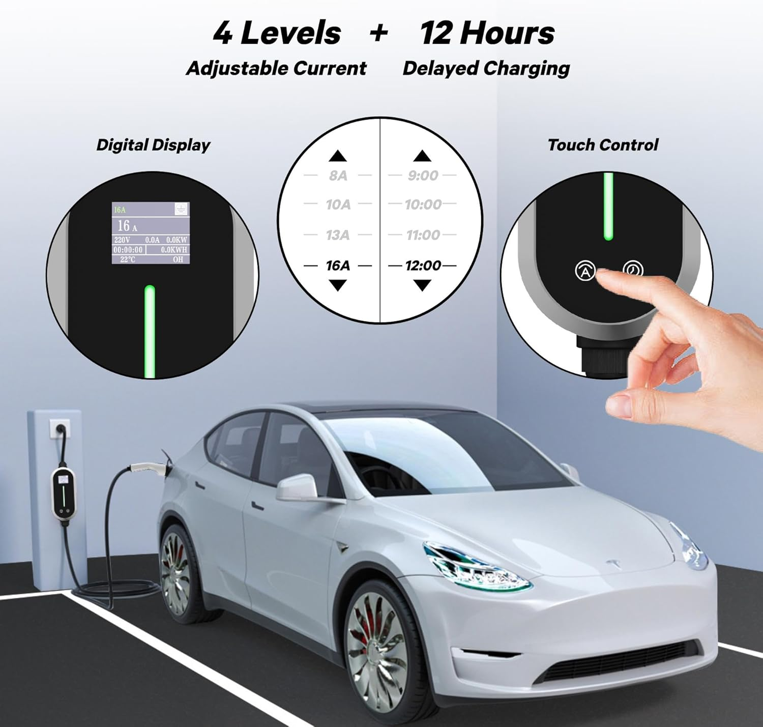 Type 2 EV Charger, Electric Vehicle Charging Cable with Screen 3.5KW 16A 220-240V 6M Cable Australian Plug Fit Tesla Model Y/Model 3 EV & Plug-In Hybrid Car Charger Station Accessories image number 2