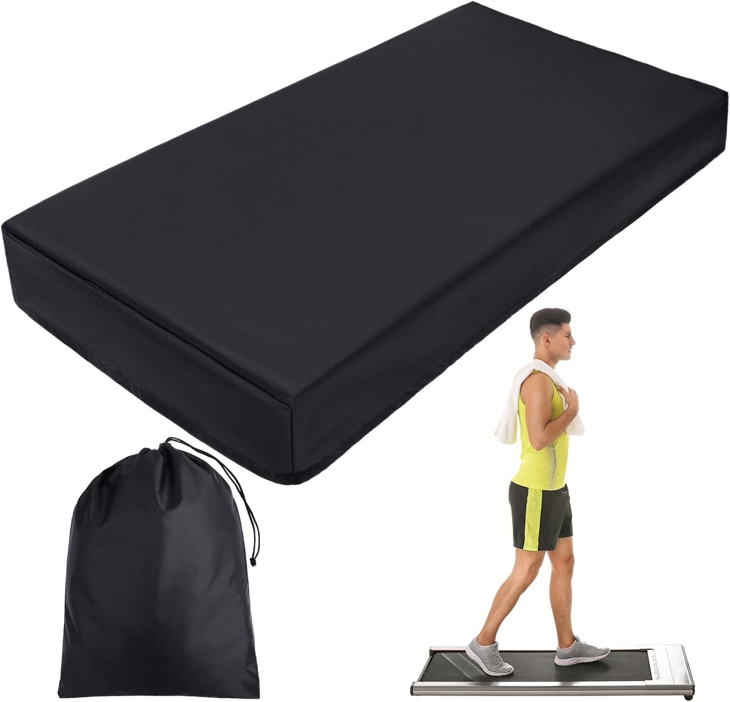 Windyun under Desk Treadmill Cover Dustproof Waterproof Walking Pad Cover Foldable Protective Cover for Home Walking Treadmill Indoor Office under Desk Running Machine, Black image number 6
