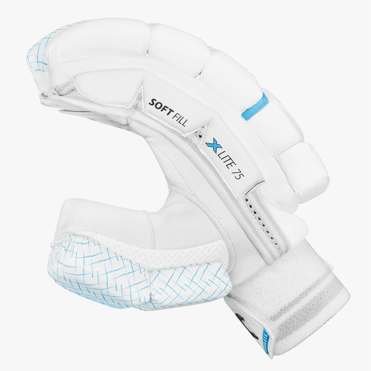 DSC Xlite 75 Cricket Batting Gloves | White | Size: Youth RH | Material: Premium PU | Traditionally Designed | Pre-Curved Finger Glove | Optimum Ventilation in Palm |Fibre Reinformed Protection