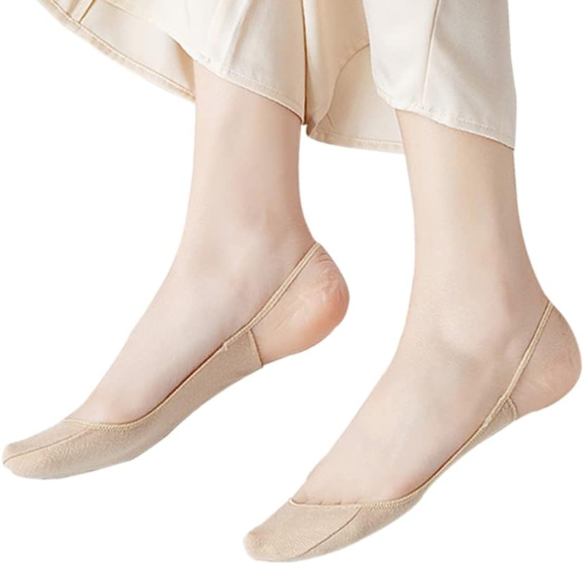 5 Pairs Sling Liner Socks, Women'S Ultra Low Cut No Show Half Liner Socks with Slingback, Non Slip Hidden Invisible Socks for Heels, Toe Topper Liner Half Socks for Women