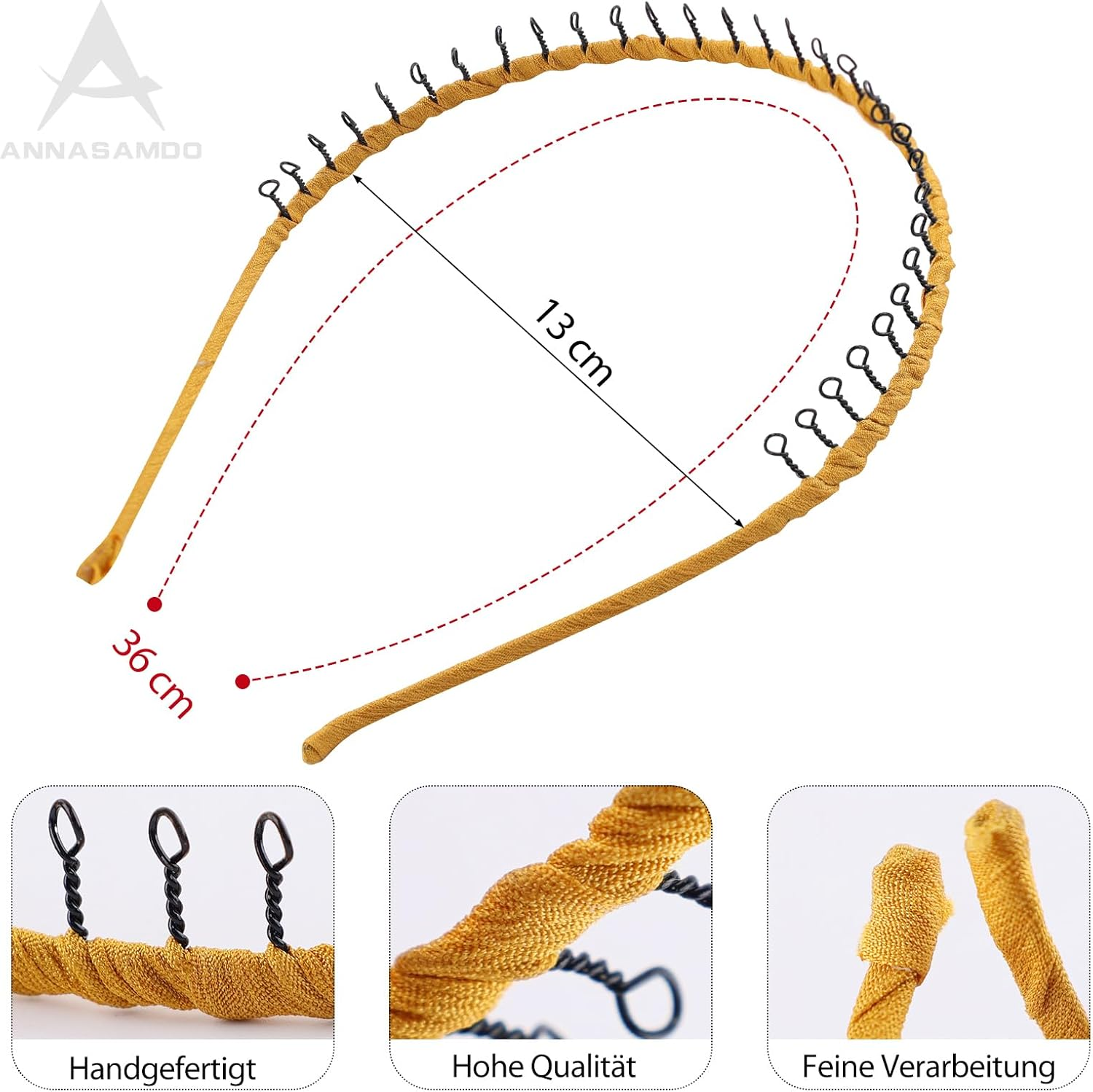 Pack of 10 Unisex Hair Bands Hair Bands Wave Metal Headband with Non-Slip Teeth Elastic Headband for Men Women for Outdoor Sports Yoga (10 Colours) image number 2