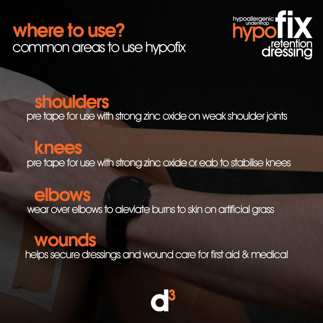 D3 Hypo Fix 50Mm X 10M (1 Roll) Hypoallergenic Underwrap Retention Dressing Fixation Tape Medical Dressing Adhesive Sports Wound Fixing Tape image number 2