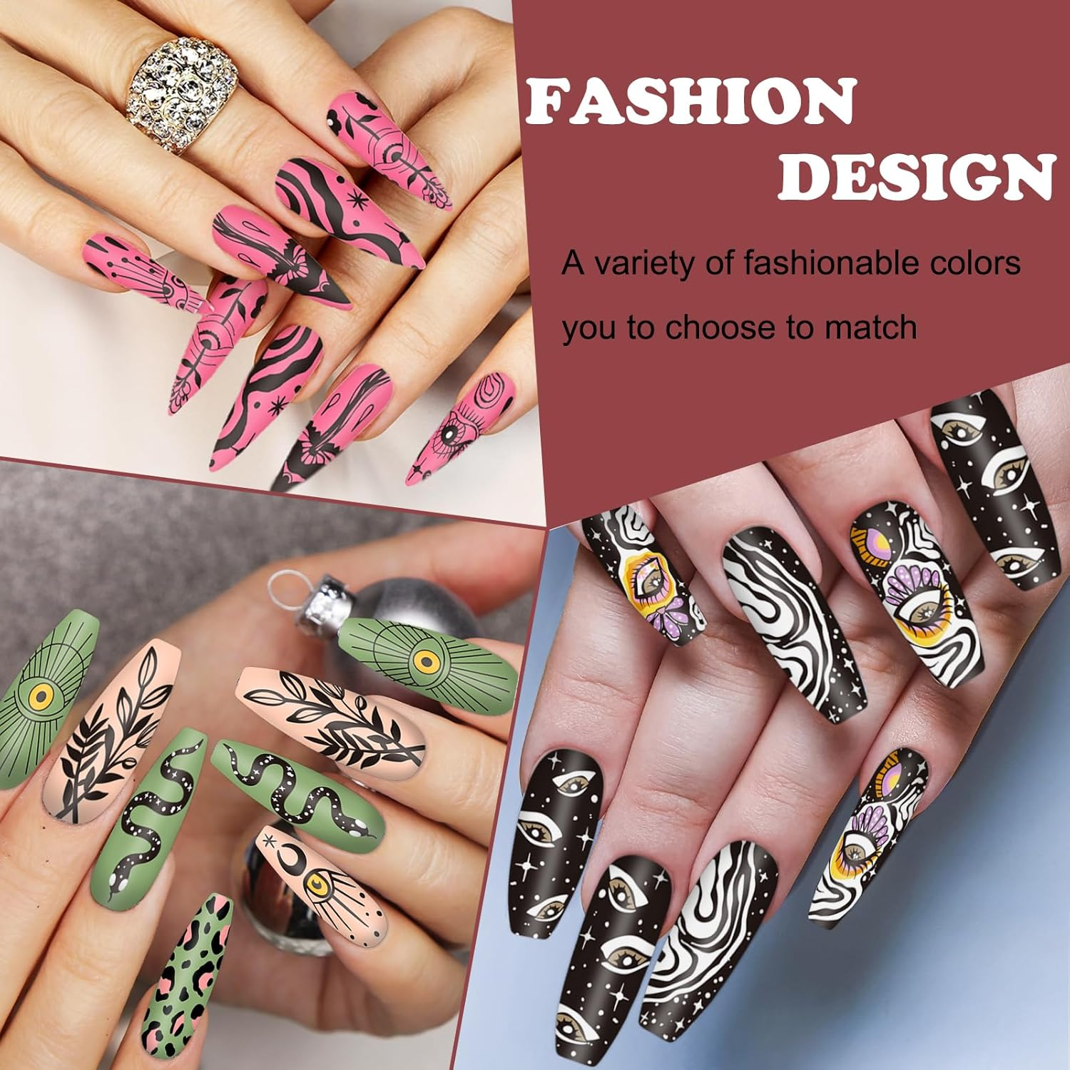 Whaline 6Pcs Gothic Nail Plates Stamping Set Skull Evil Eye Moon Stamp Templates Halloween Nail Art Plates for DIY Print Manicure Salon Design image number 3