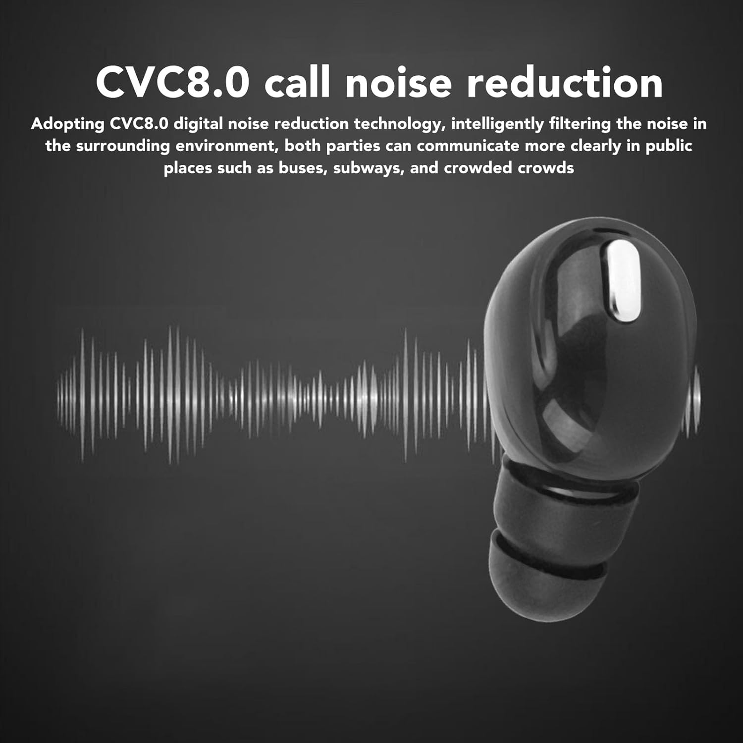 QANYEGN Single Bluetooths Earbud, Ear Wireless Bluetooths Headphone, Smallest in Ear Headphone for Sports Workout Work and Sleep (Black) image number 2