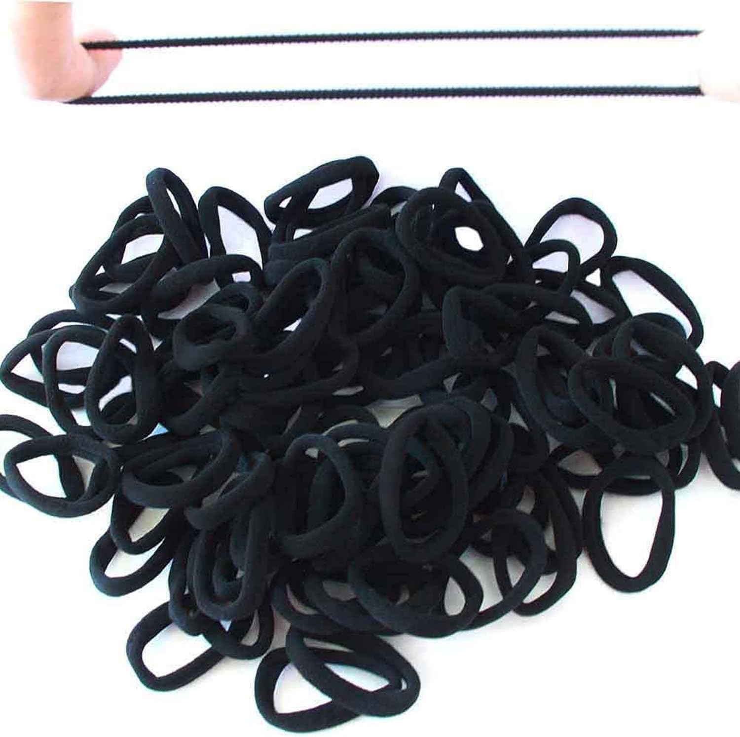 100 Pieces Black Hair Ties for Thick and Curly Hair Ponytail Holders Hair Elastic Band for Women or Men(4Mm) image number 2