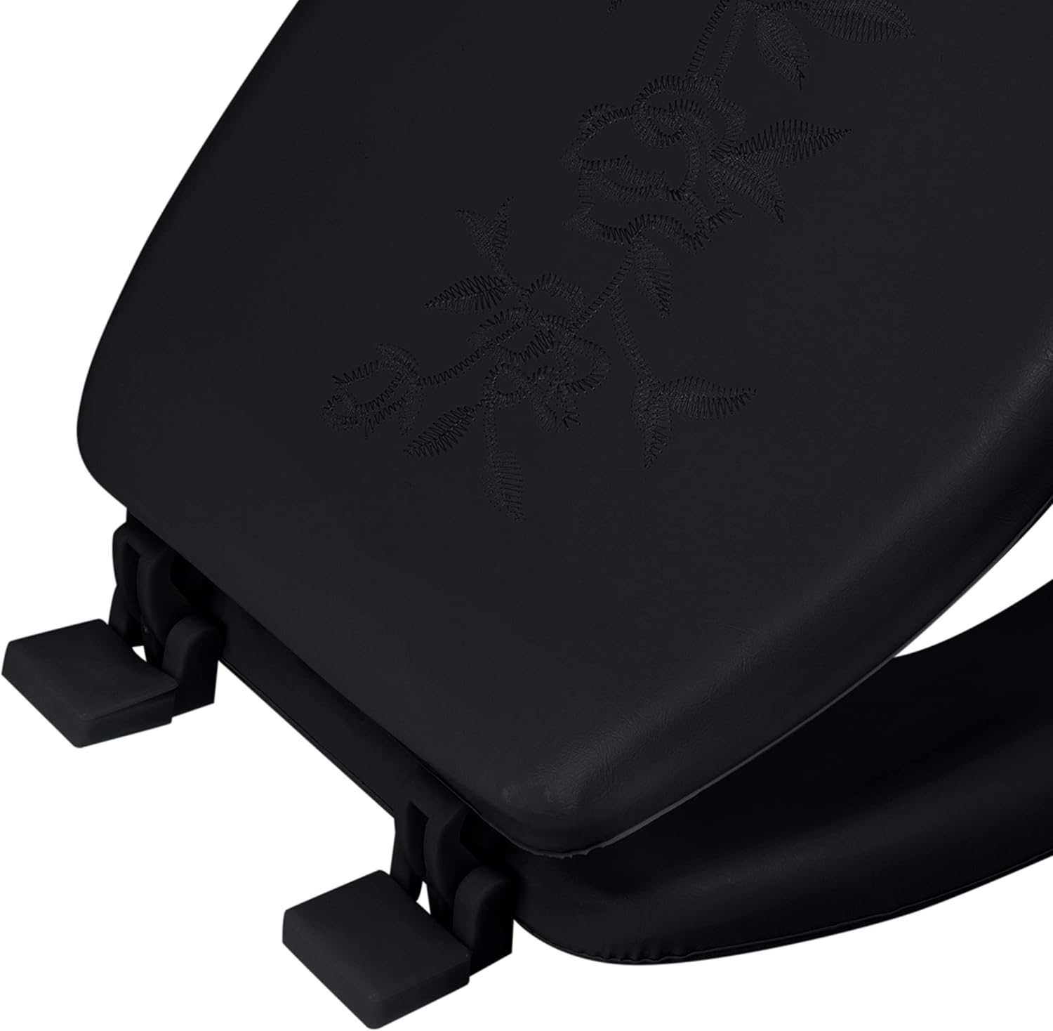 Bath Bliss Extra Soft Standard round Black Toilet Seat Lid - Blue image number 2