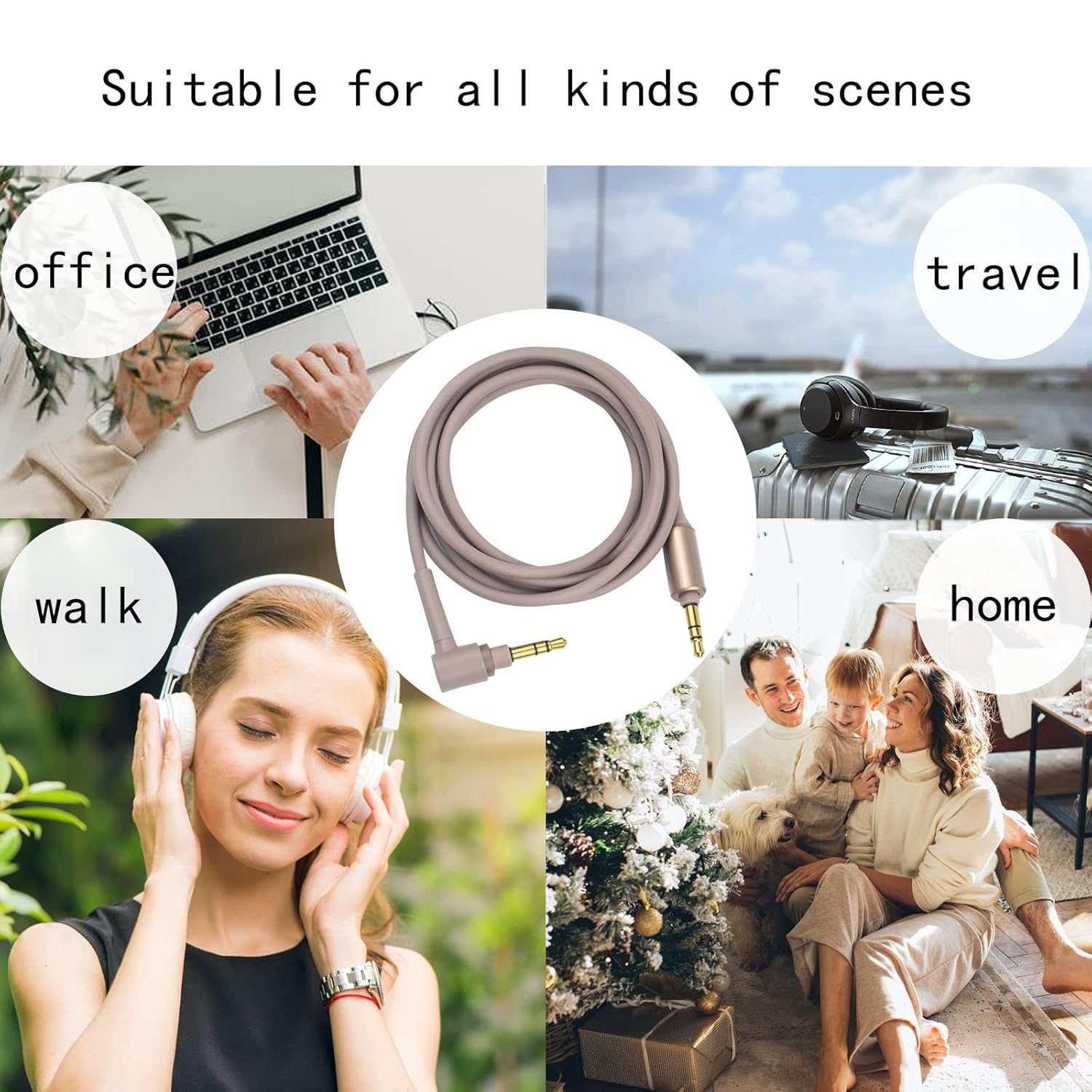 WH-1000XM3 Replacement Headphone Audio Cable Cord Compatible with Sony WH-1000XM4 MDR-1000X MDR-XB950BT MDR-10R MDR-10RC MDR-10RBT MDR-NC50 MDR-NC200D Headphones 3.5Mm Jack(Gold) image number 5