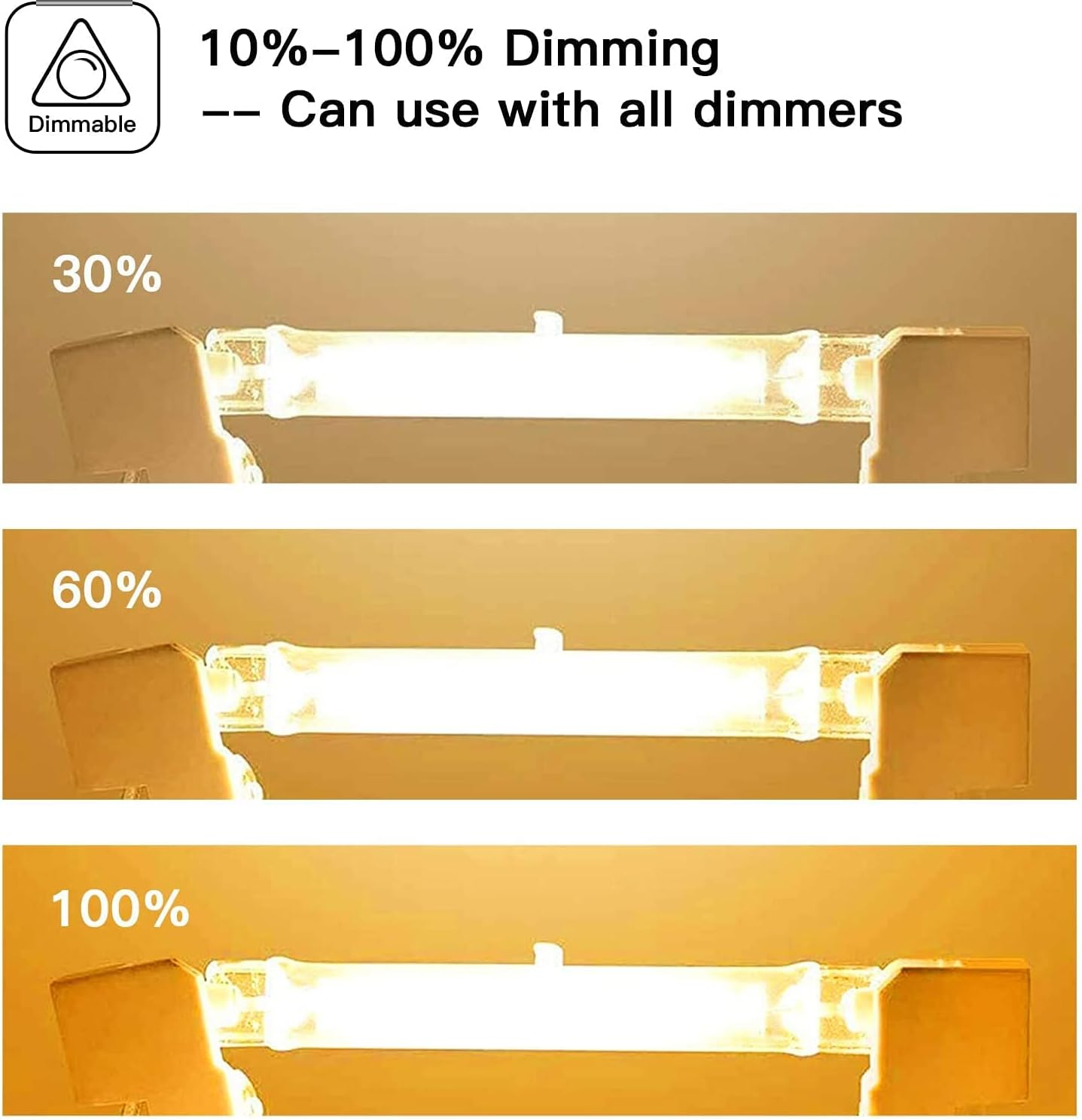 Jaenmsa R7S Halogen Light Bulb 118 Mm 150 W 230 V, Pack of 5 Halogen Rod R7S 118 Mm, Halogen Bulb R7S Dimmable Halogen Lamp for Construction Spotlights, Work Landscape Lighting, Living Room Lights image number 3