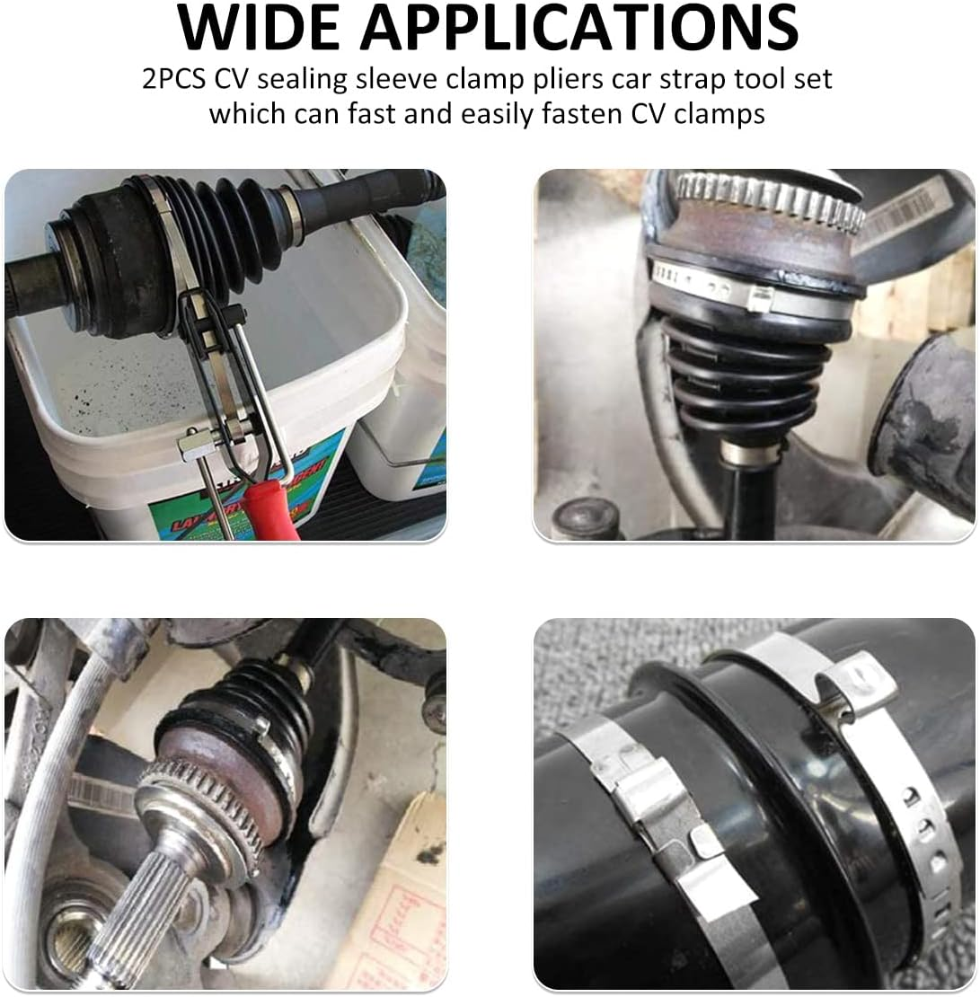 10Pcs CV Boot Clamps Pliers Kit, Ear Boot Tie Pliers,Stainless Steel Universal Adjustable AXLE CV Joint Boot Crimp Clamp Kit,Hose Axle Plier CV Clamp Tool CV Joint Banding Tools image number 1
