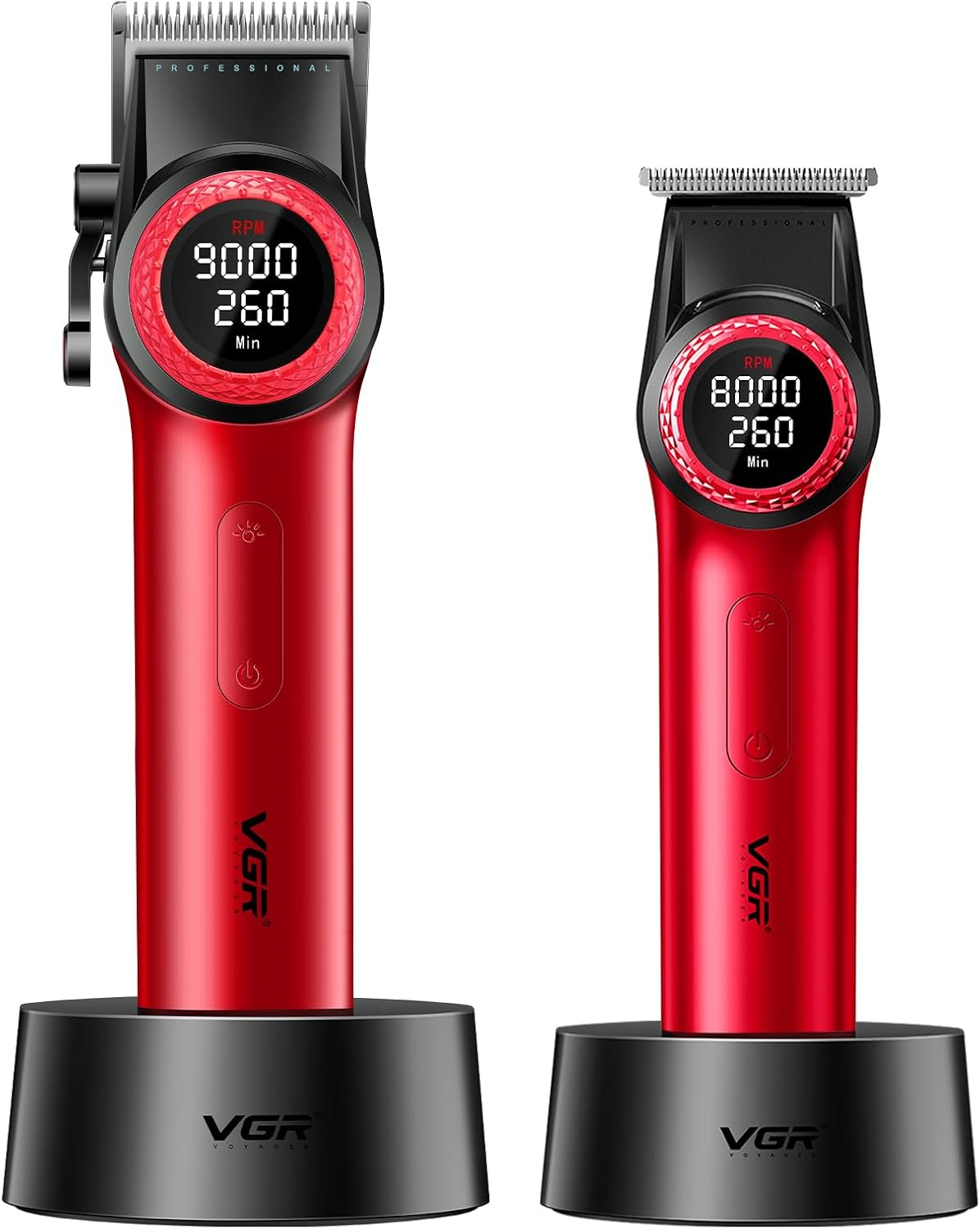 VGR 001 & 977 Professional Hair Trimmer for Men, Wireless Barber Hair Trimmer Set, Hair Cutting Set with DLC Coated Blades, USB Rechargeable Barber Set with Charging Base image number 2