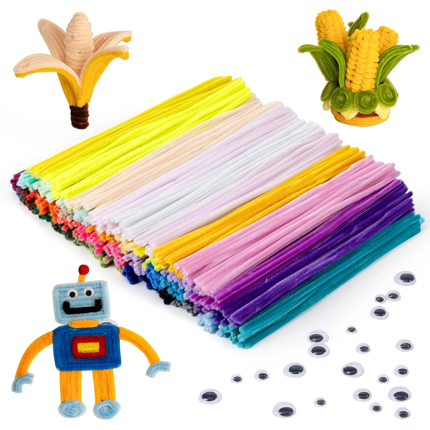 Caydo 520 Pieces Pipe Cleaners 40 Assorted Colored Chenille Stems for Art and Crafts, Pipe Cleaner Crafts for DIY Art and Craft Projects Creative Gift Party Decorations